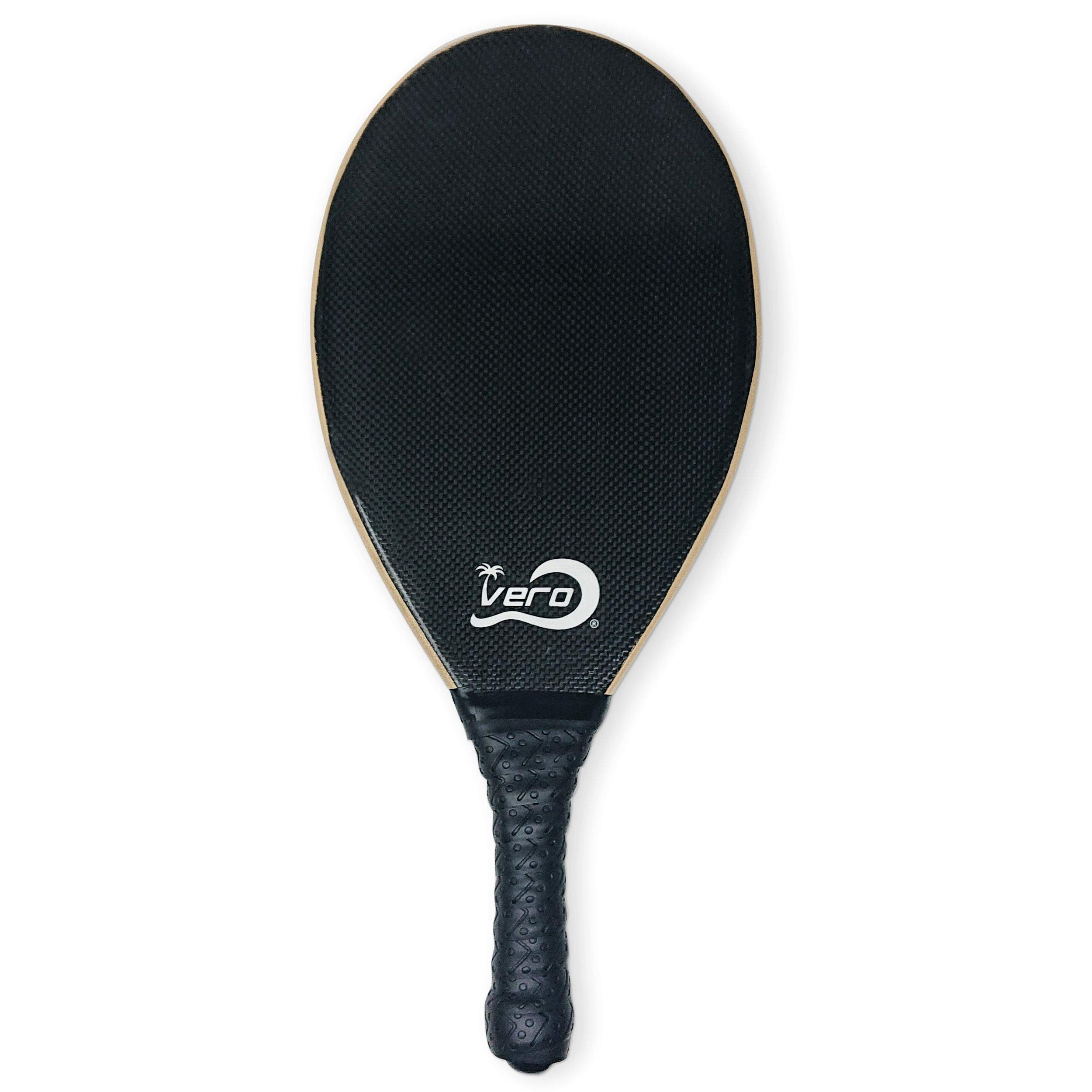 Premium Carbon Fiber Beach Paddleball Set - 2 Fescobol Paddles with High-Visibility Red Ball & Drawstring Carry Bag for Outdoor Sports, Beach Games & Family Fun
