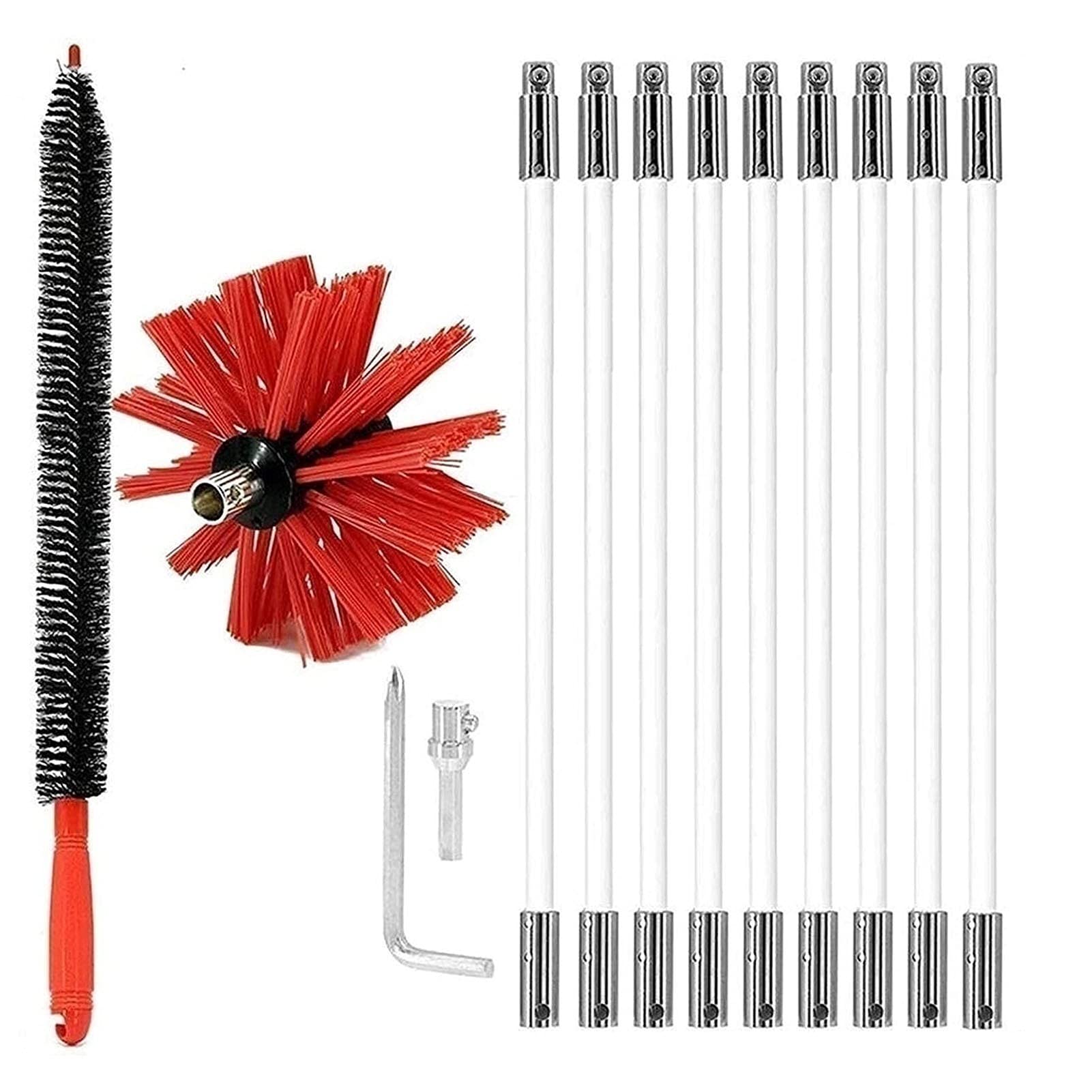 XiuLi 24 Feet Dryer Vent Cleaning Brush with Synthetic Brush Head - Lint Remover for Dryer Ducts - Works with or Without Power Drill - Ideal for Home Laundry Room Maintenance (Color: 24FT)