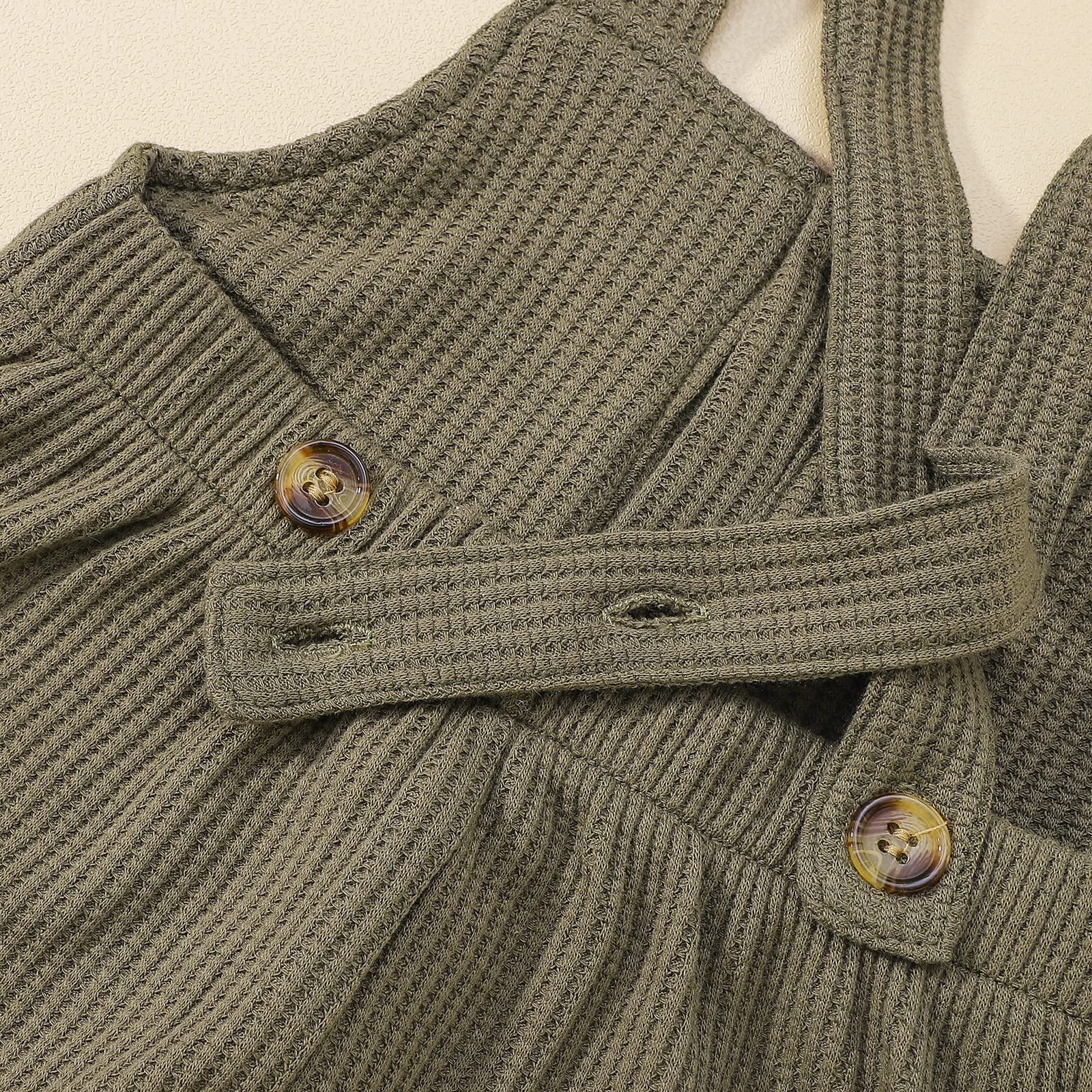 Toddler Baby Overalls - Waffle Knit Suspenders Pants & Sleeveless Romper Jumpsuit for Boys & Girls | Neutral Color Fall Winter Outfit | Perfect for Playdates, Family Photos & Seasonal Layering