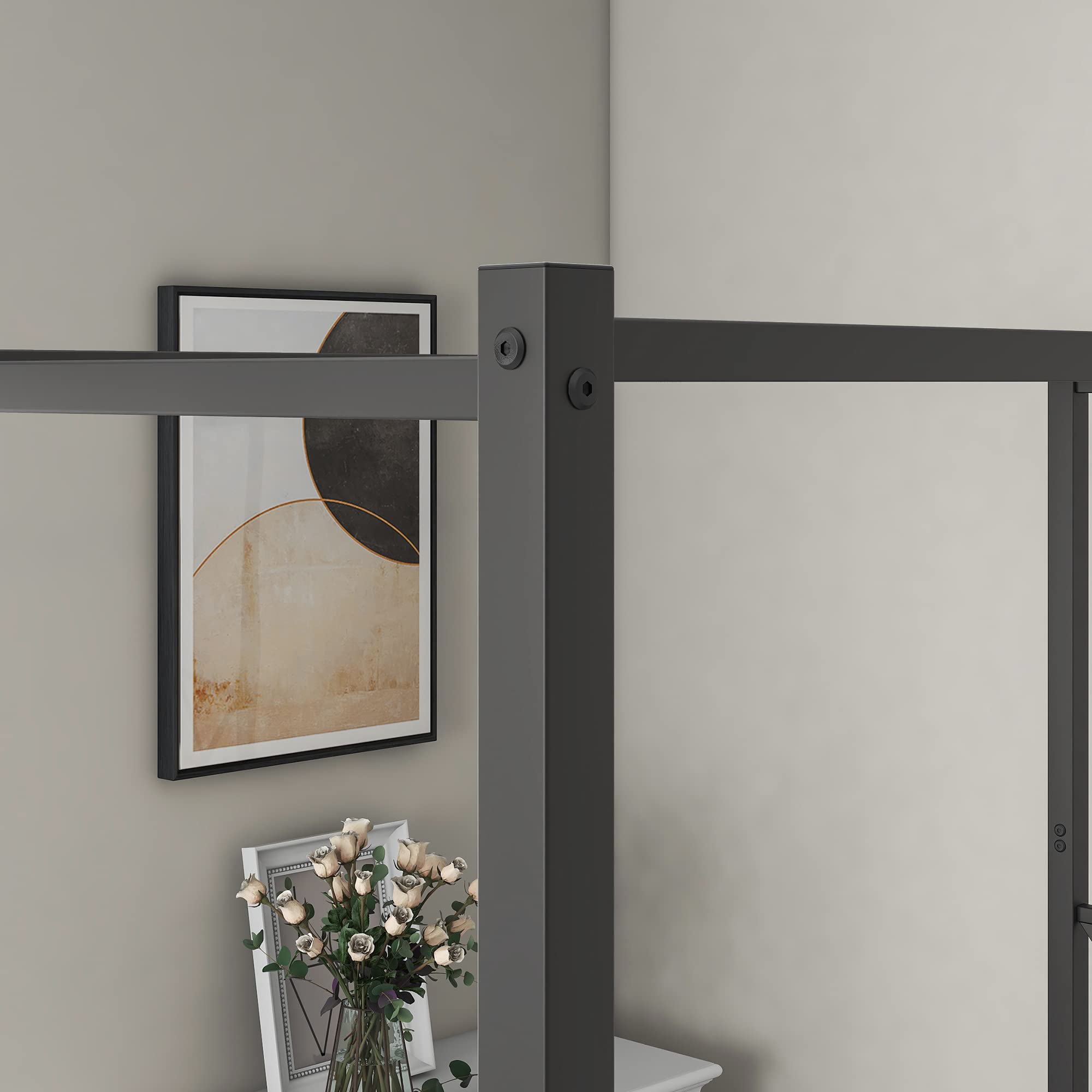 **Metal Canopy Bed Frame - No Box Spring Needed, X-Shaped Support, Black Twin Size - Perfect for Kids' Rooms, Guest Bedrooms & Cozy Dorm Spaces**