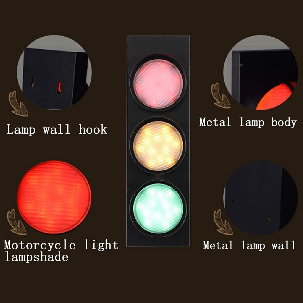 Retro LED Wall Lamp - Red Green Safety Light for Cafe & Bedroom