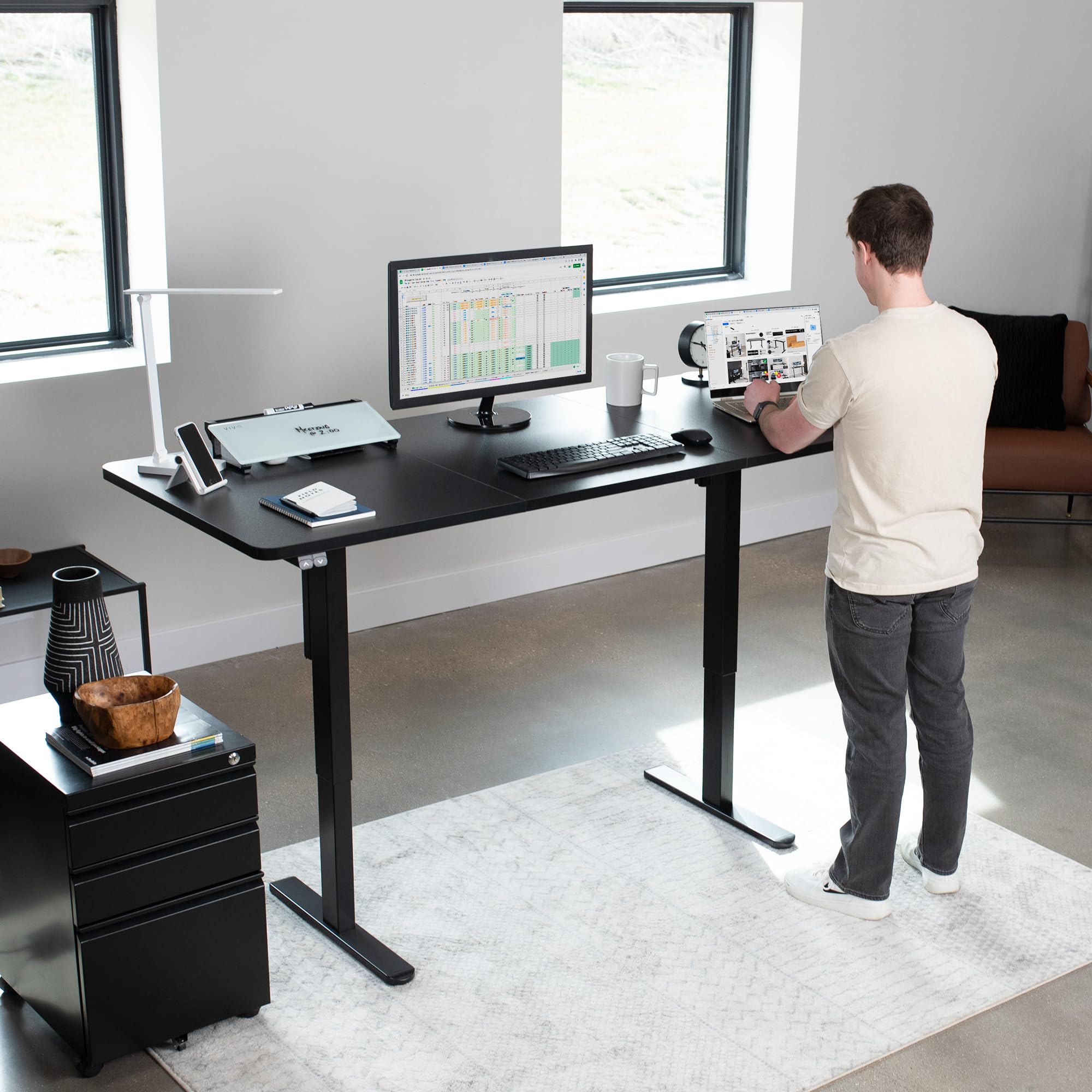 VIVO Electric 71 x 30 Inch Height Adjustable Standing Desk - Black Top & Frame - Home Office & Gaming Workstation for Ergonomic Comfort