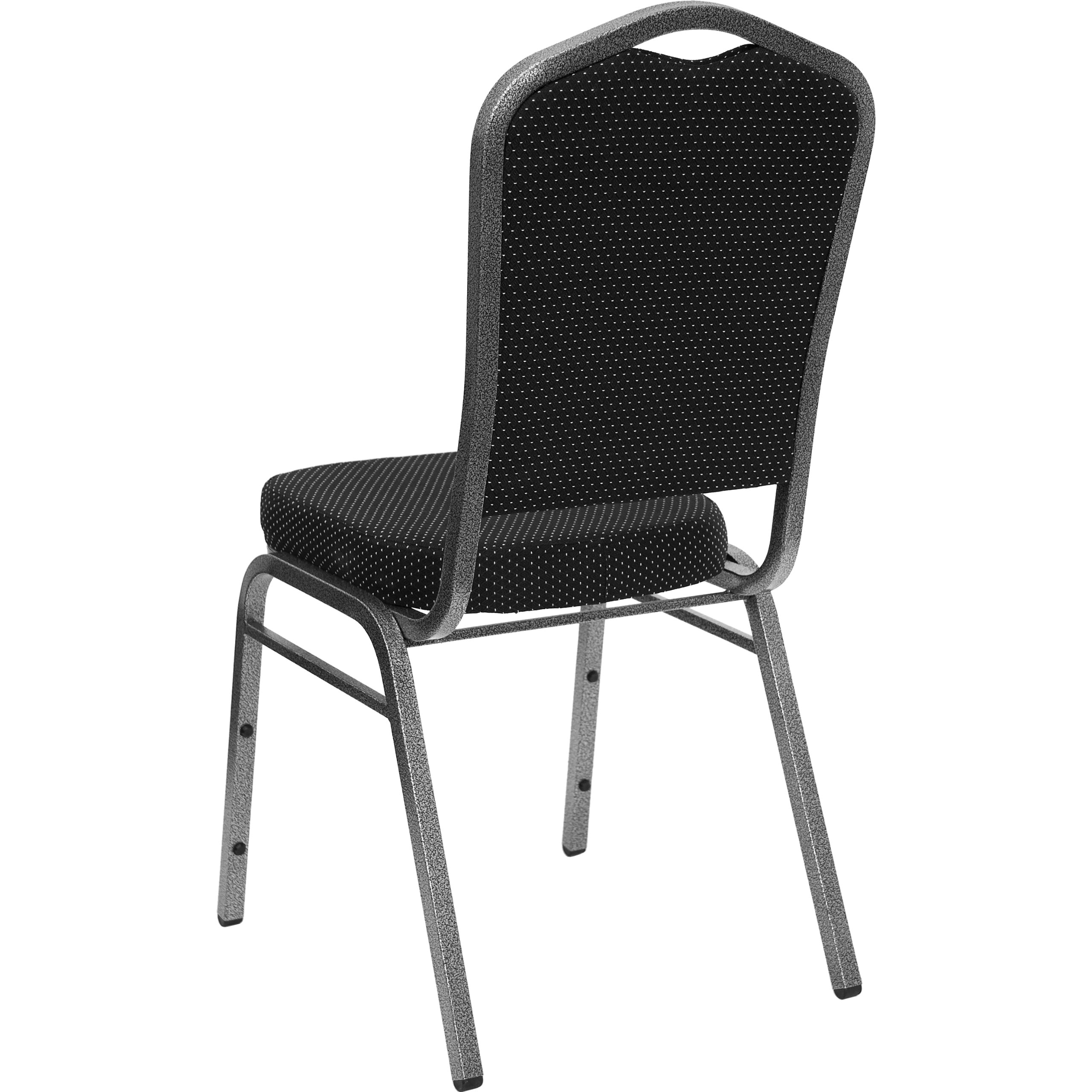 EMMA + OLIVER Crown Back Banquet Chair - Black Dot Fabric with Silver Vein Frame - Elegant Dining Chairs for Wedding, Restaurant, and Home Decor