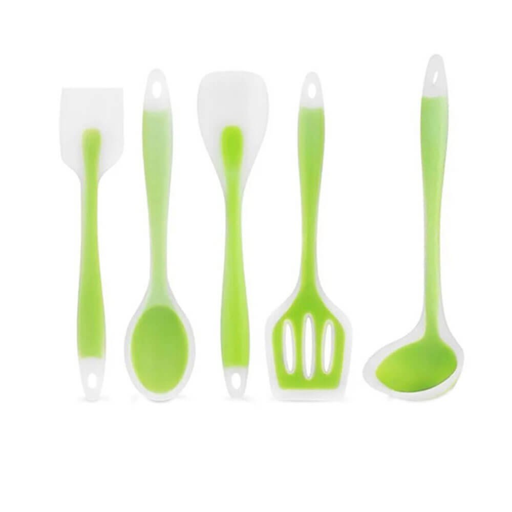 Premium Fox Silicone Cooking Utensil Set - 5-Piece Non-Slip Heat-Resistant Kitchen Tools for Baking, Stirring & Serving - Ideal for Nonstick Cookware, Pots & Pans