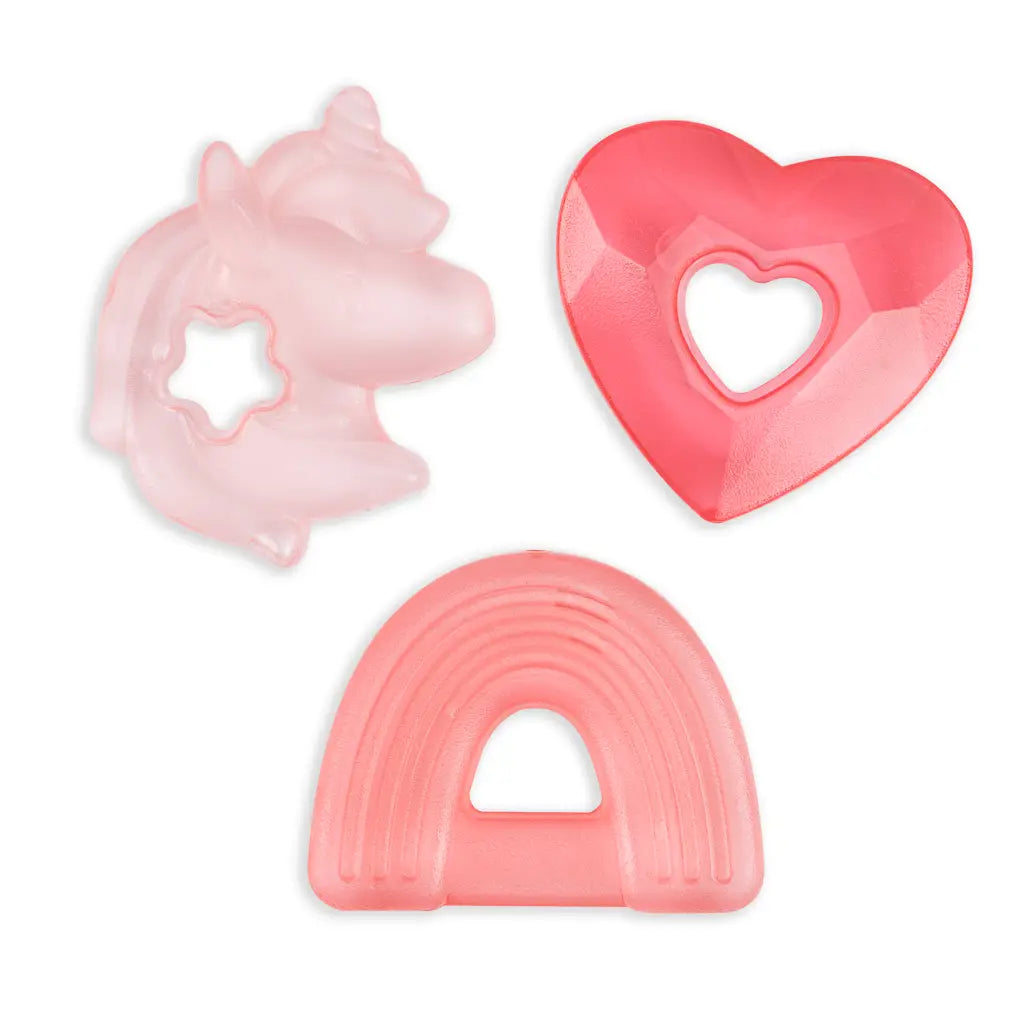 Cutie Coolers™ Unicorn Water Filled Teethers for Babies - 3 Pack Soothing Teething Toys for Infants & Toddlers - Perfect for Home, Travel, and Daycare Use
