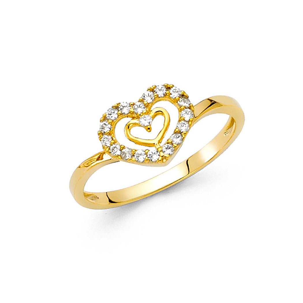 14K Yellow Gold CZ Cubic Zirconia Simulated Diamond Fancy Ring for Women - Size 7 | Elegant Wedding, Engagement & Party Jewelry Gift