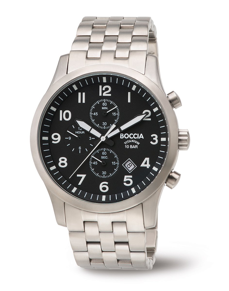 Boccia Titanium 3755-02 Men's Chronograph Watch - Waterproof Luxury Sports Watch for Diving, Running & Business Casual Wear