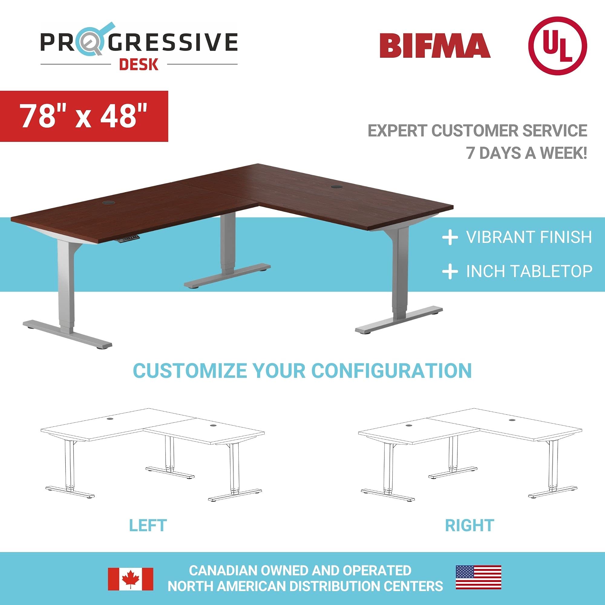 Electric Height Adjustable L-Shaped Standing Desk 78