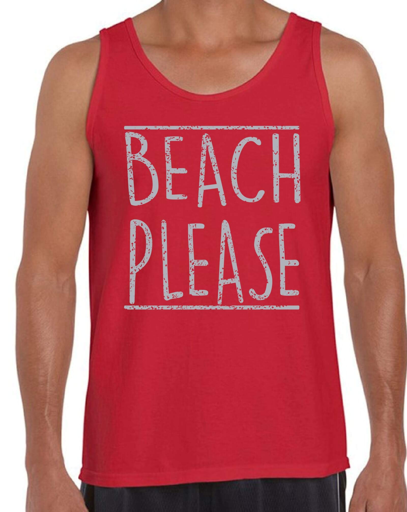 Awkwardstyles Men's Beach Please Graphic Tank Top - Gray Athletic Workout Shirt for Gym, Running & Summer Vacation - Cool Casual Streetwear Style