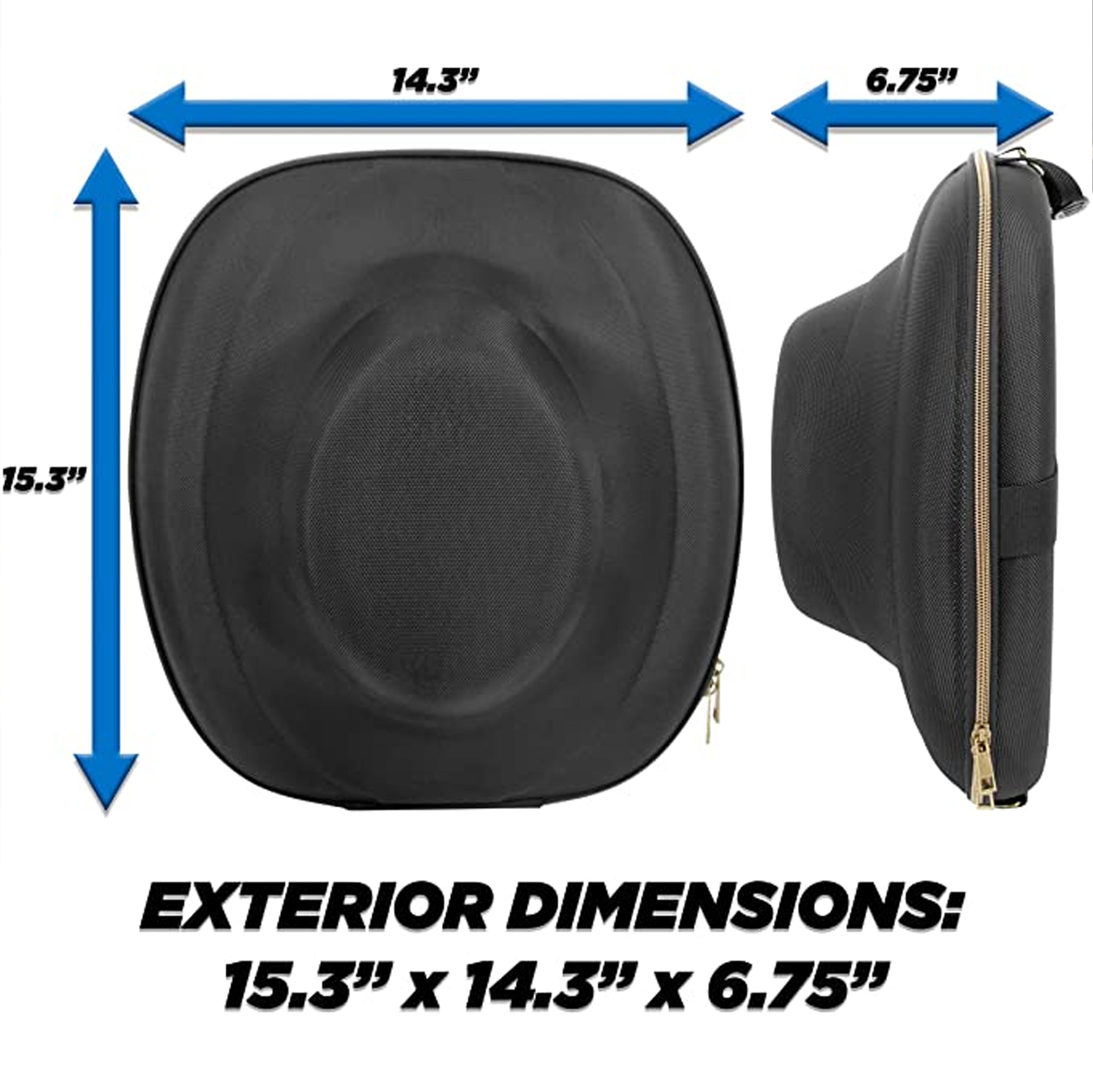 CASEMATIX Premium Hat Travel Case for Fedora, Panama, Bowler Hats - Durable Shoulder Strap & Protective Insert for Wide-Brim Hats Up to 3
