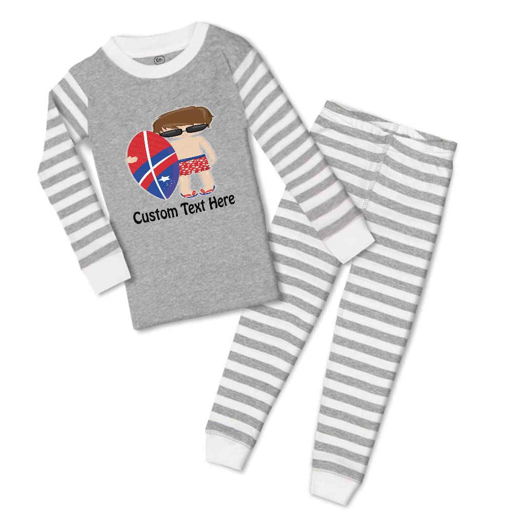 Custom Cotton Toddler Pajamas for Boys & Girls - 4th of July Patriotic Print with Glasses Design - Snug Fit Sleepwear for Kids (Perfect for Independence Day Celebrations & Cozy Bedtime)