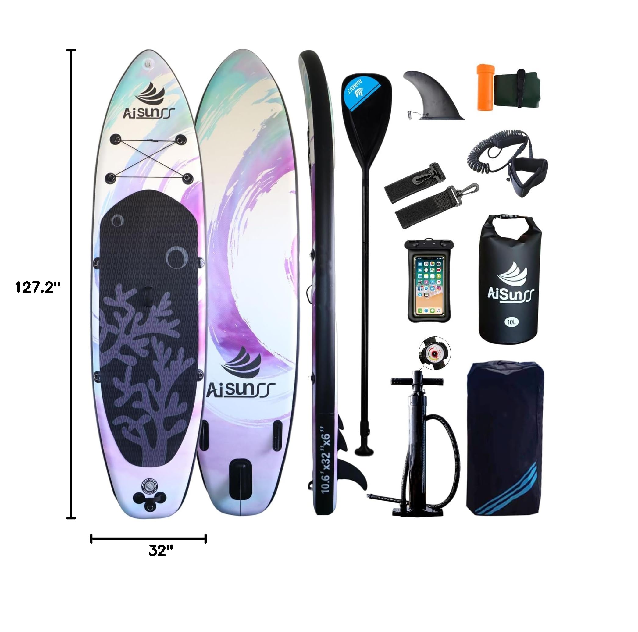 **Premium Inflatable Stand Up Paddle Board for Adults & Beginners - Wide Stable SUP Board with Complete Accessories (Carry Bag, Hand Pump, 10L Waterproof Bag, Adjustable Paddle) - Perfect for Lakes, Rivers, Ocean & Yoga**