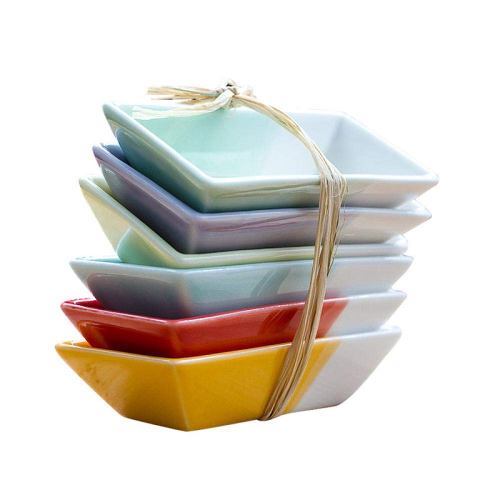 Gaolinci 6-Piece Ceramic Seasoning Dishes Set - Small Multi-Purpose Bowls for Dessert, Sushi, Condiments & Snacks - Assorted Colors - Perfect for Kitchen, Dining & Party Serving