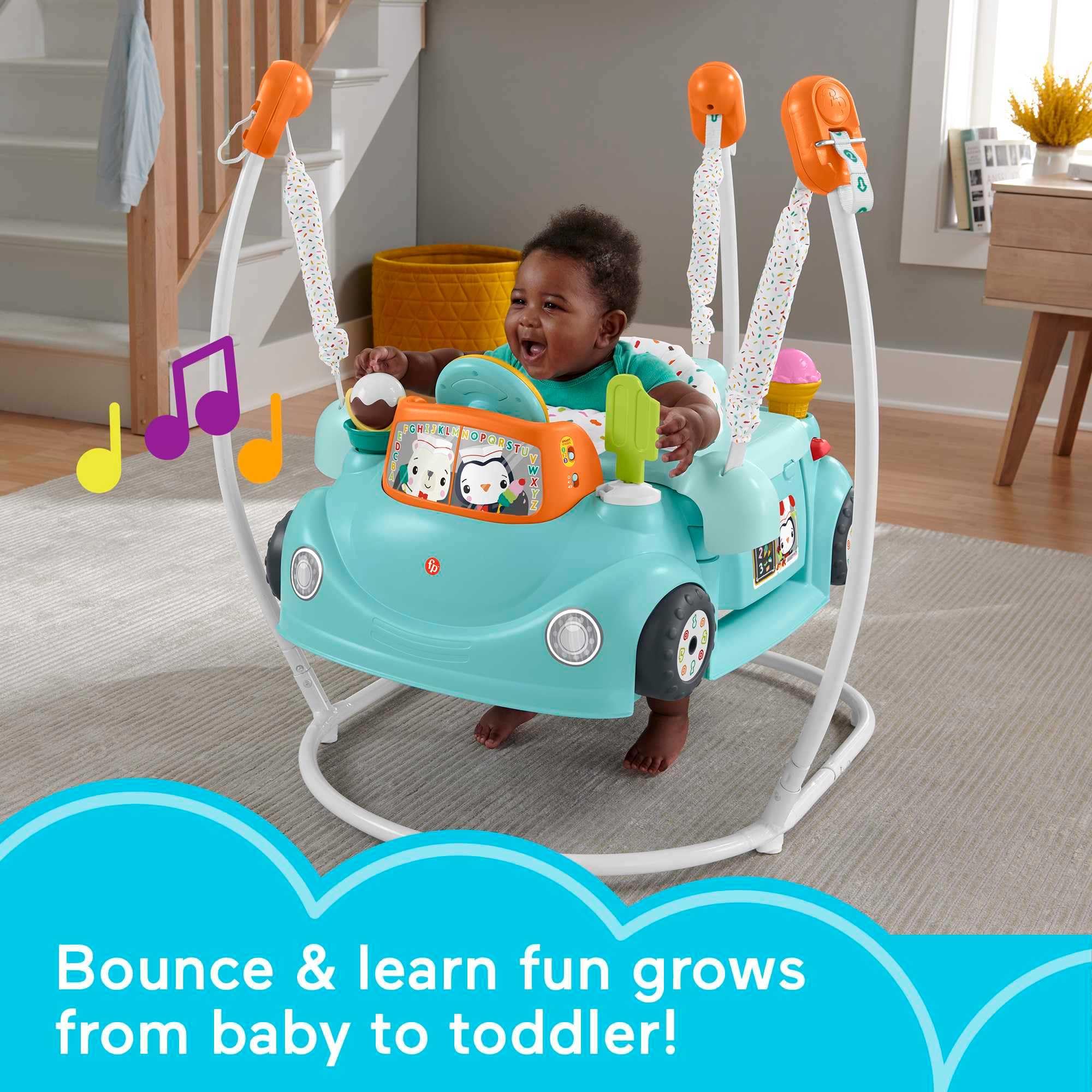 Fisher-Price Sweet Ride 2-in-1 Jumperoo Activity Center with Lights, Sounds & Smart Stages Learning - Baby to Toddler Developmental Toy for Indoor Play & Early Learning