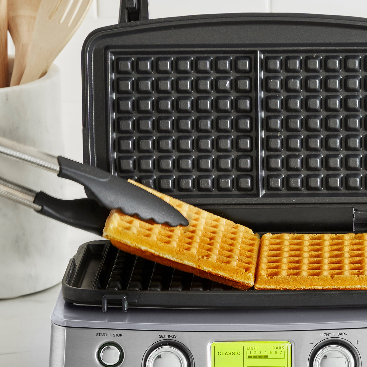 Premium Ceramic Nonstick 2-Square Waffle Maker - Stainless Steel Construction - Perfect for Breakfast, Brunch & Family Gatherings