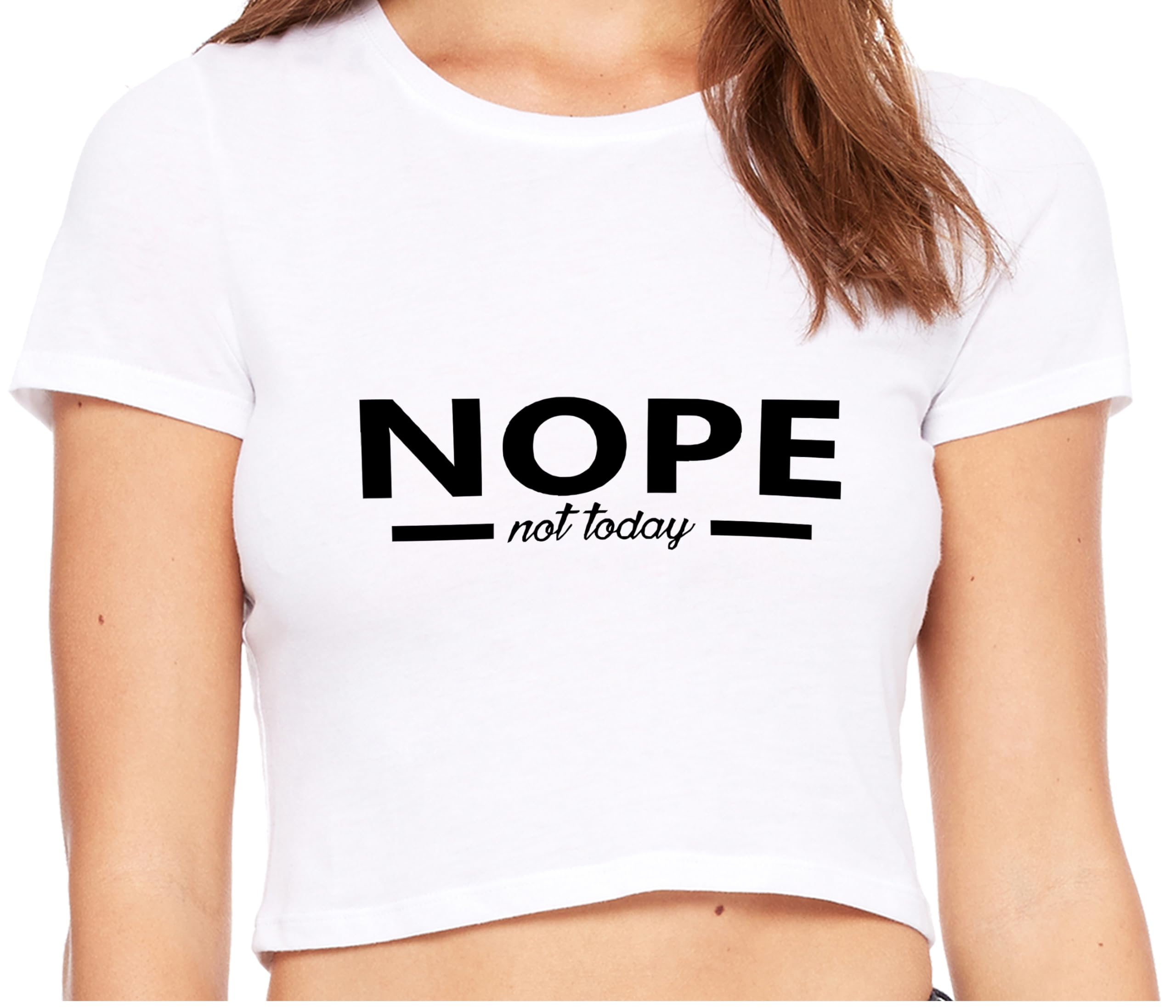 Knaughty Knickers 'Nope Not Today' No Sex Cuck Hubby White Crop Tank Top - Funny Sarcastic Women's T-Shirt for Bachelorette Parties & Girls Night Out