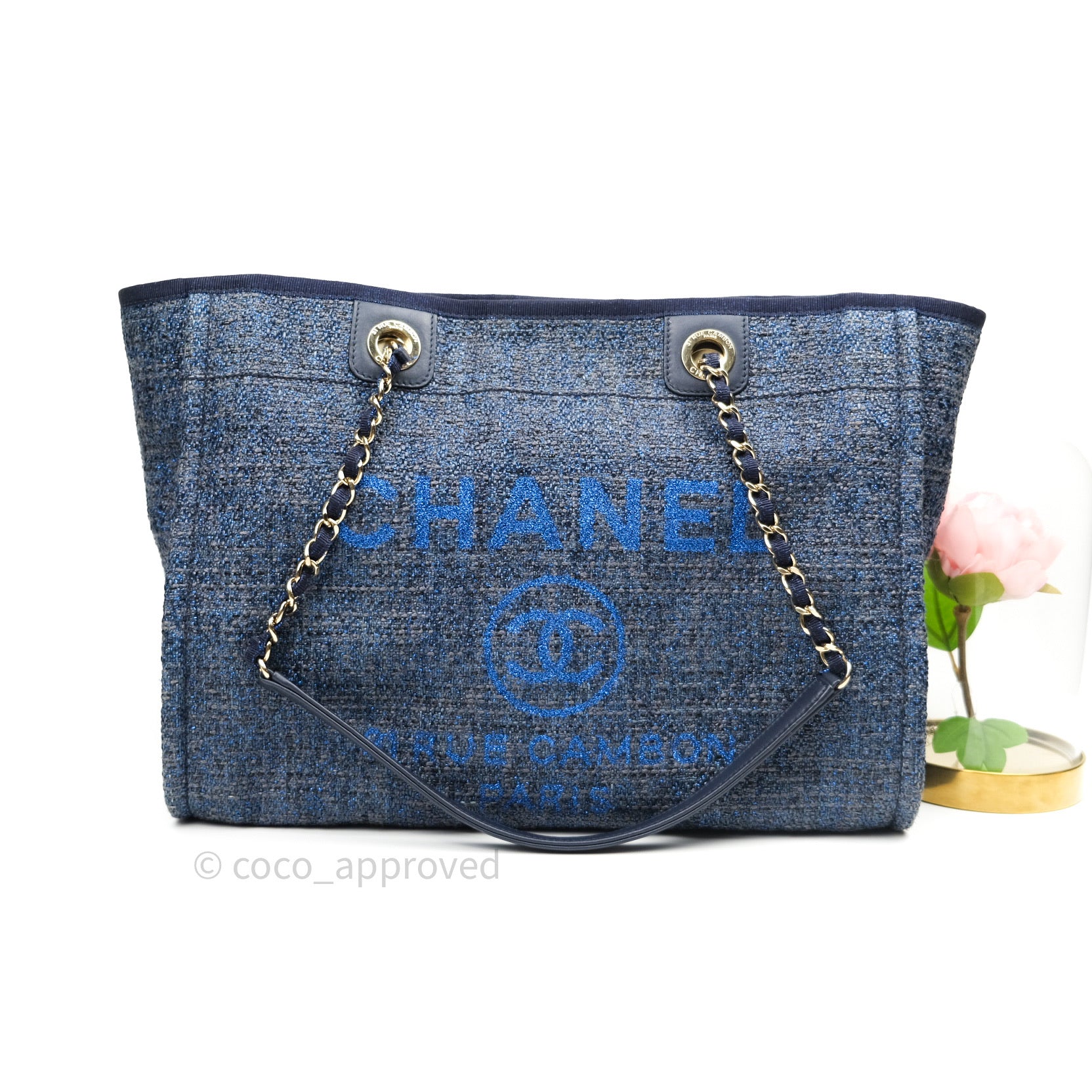 Chanel Navy Blue Canvas Deauville Medium Tote Bag - Luxury Designer Handbag for Women, Perfect for Work, Travel & Everyday Use