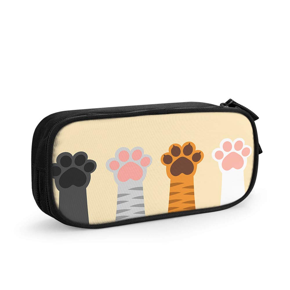 Adorable Cat Paws Pencil Case - Large Capacity Pen Holder with Cute Paw Prints for School & Office (Black/White/Gray/Brown/Pink) | Perfect Stationery Organizer for Students, Girls & Boys | Great Gift for Pet Lovers & Cat Enthusiasts