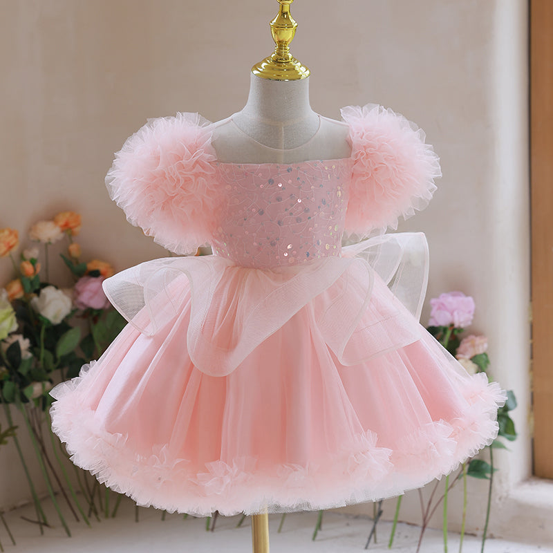 Sparkly Sequin Baby Girl Dress for Toddler - Fluffy Pageant, Wedding, Birthday & Prom Party Outfit - Perfect for Special Occasions & Photo Shoots