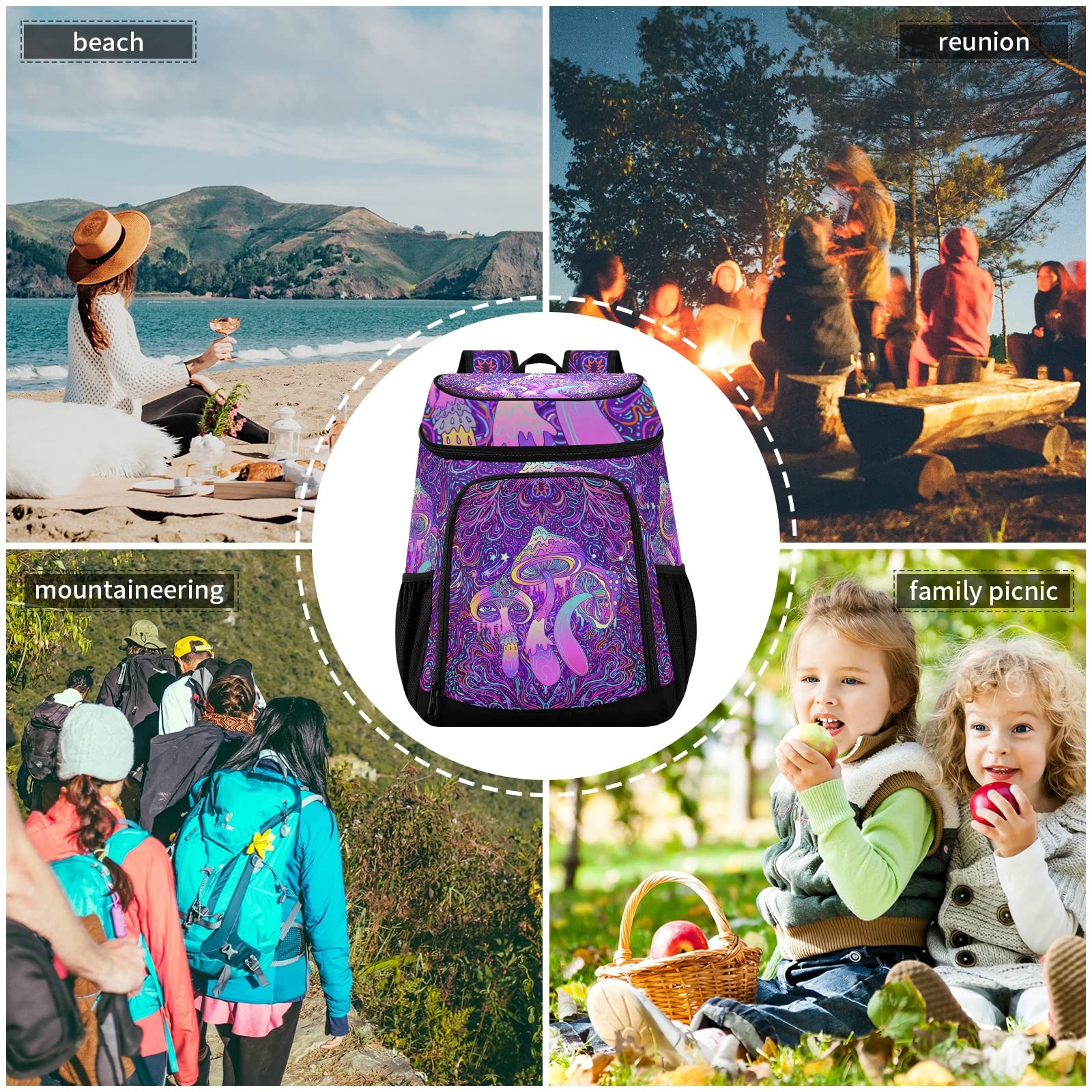 **Pineapple Insulated Cooler Backpack - Leak Proof, Waterproof & Lightweight for 30 Cans - Perfect for Beach, Picnic, Hiking, Camping & Outdoor Activities (Men & Women)**