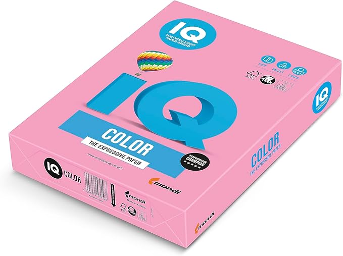 Premium A4 80gsm IQ Intense Color Paper - Bright Pink (500 Sheets/Pack) for Office Printing, School Projects & Creative Crafts