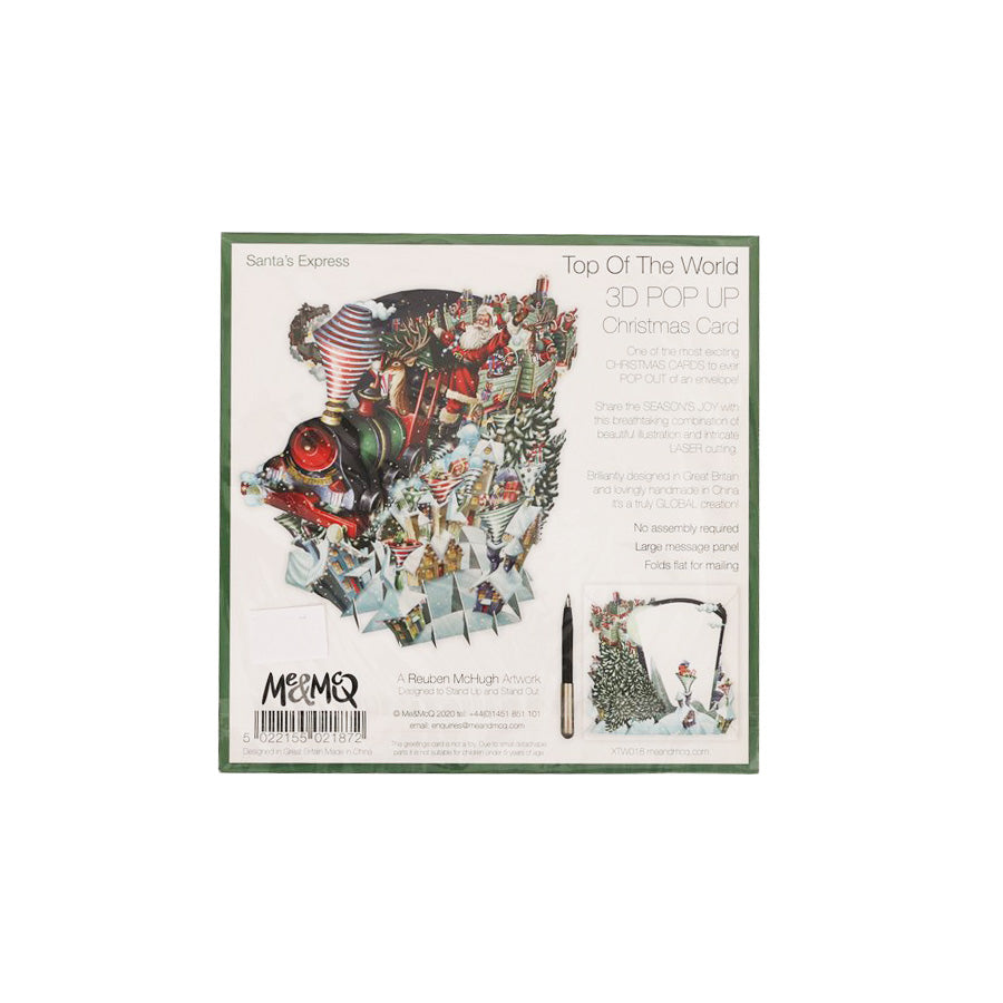 ME&MCQ Christmas Pop-Up Greeting Card - Santa's Express Train 3D Holiday Card for Festive Wishes, Gifts & Home Decor