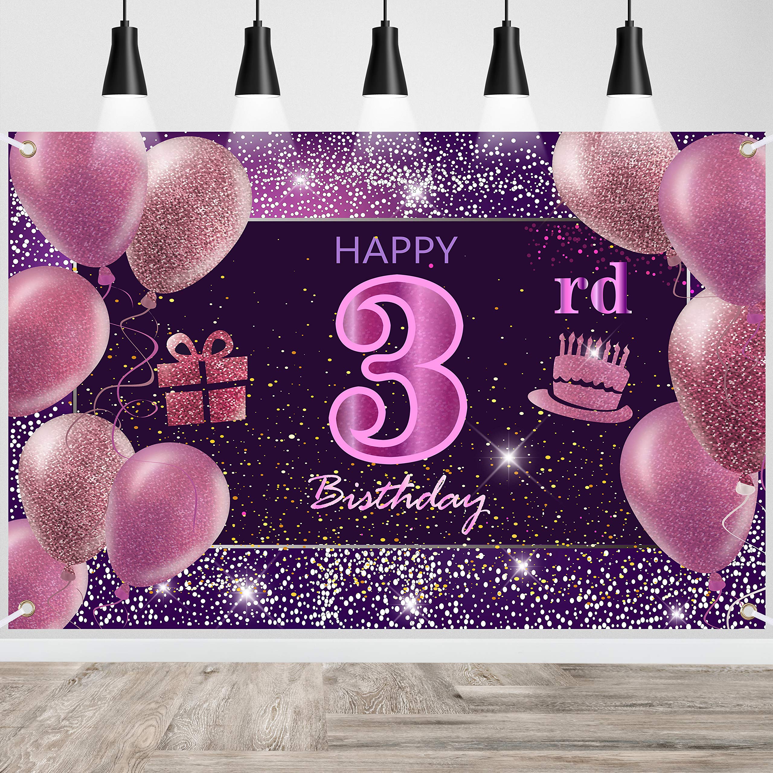 IMISI Pink Happy Birthday Banner - 3rd Birthday Party Decorations for Girls & Women | Perfect for Birthday Backdrops, Photo Booths & Celebrations