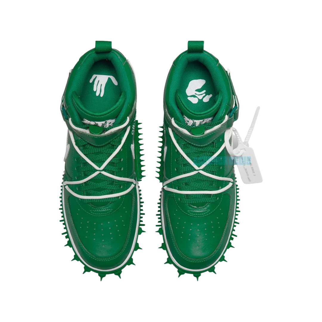 Off White x Nike Air Force 1 Mid SP Leather Sneakers in Pine Green & White - Limited Edition Streetwear Shoes for Men's Fashion & Urban Lifestyle