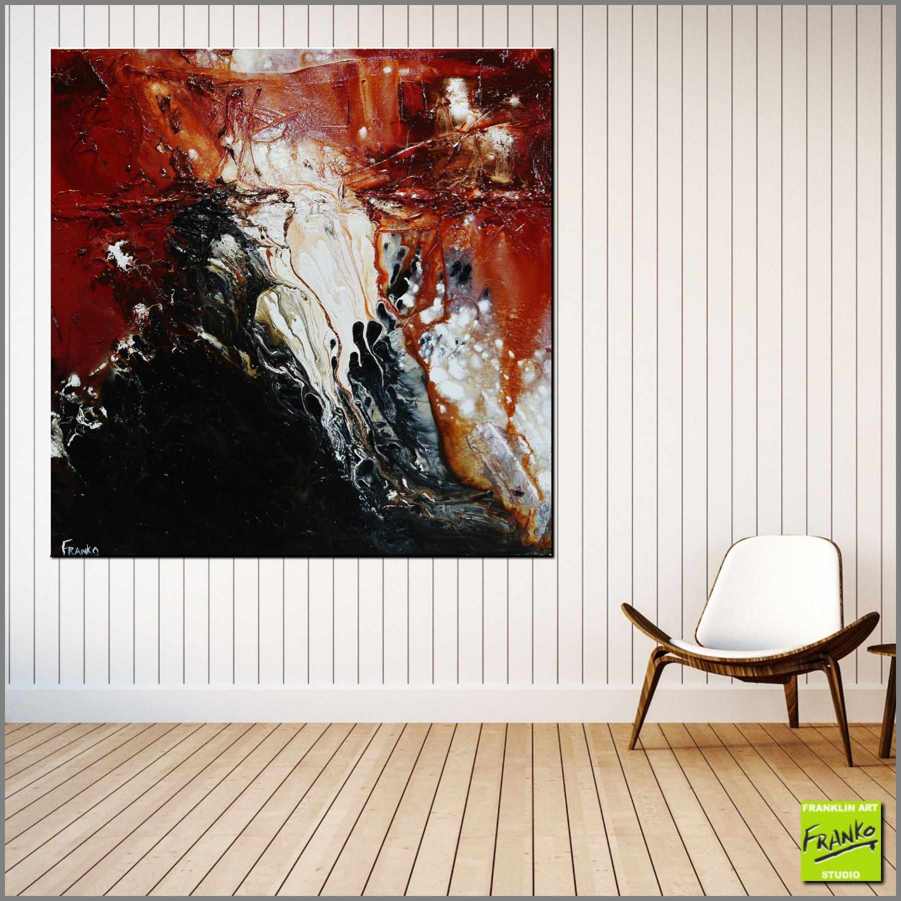100cm x 100cm Rare Earth Textured Abstract Wall Art Painting - Brown Black White Modern Canvas for Living Room, Bedroom & Office Decor