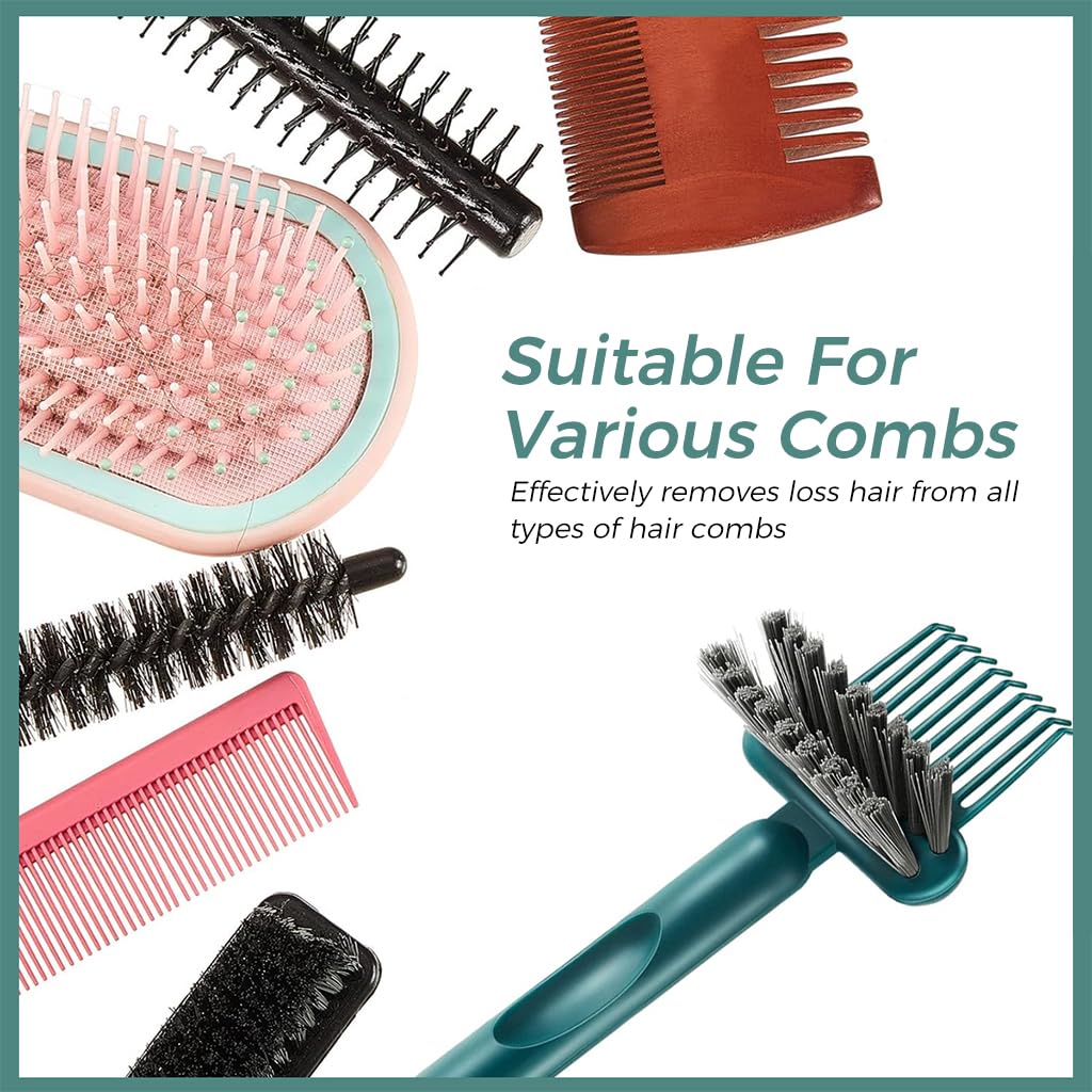 ZIBUYU® 2-in-1 Hair Brush Cleaner Tool - Professional Soft Bristle Brush with Embedded Comb for Removing Hair & Dust (2 Pack) - Perfect for Salon, Home, Bathroom & Travel Use