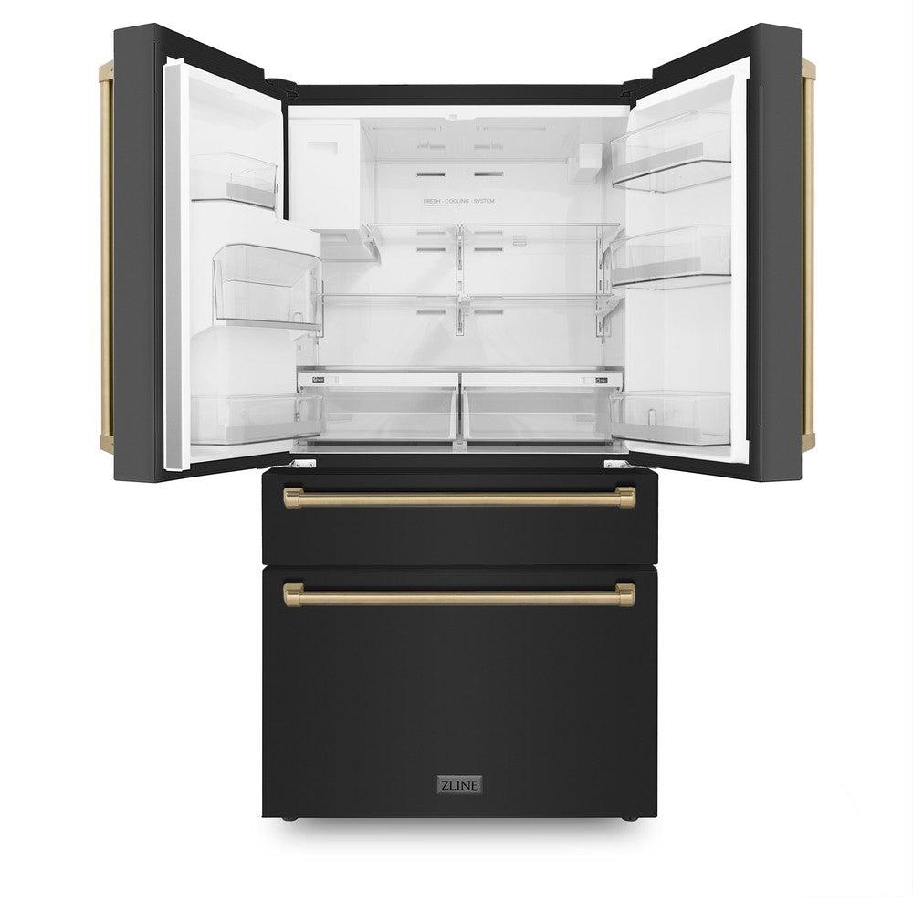 ZLINE Autograph Edition 48-inch Black Stainless Steel Kitchen Package - Dual Fuel Range, Range Hood, Dishwasher & Champagne Bronze Refrigerator | Premium Kitchen Appliances for Modern Homes & Professional Chefs