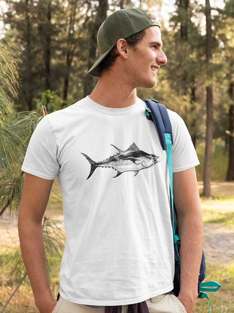 Men's Tuna Fish Animal Sketch Graphic T-Shirt - Casual Wear for Fishing Enthusiasts & Marine Life Lovers