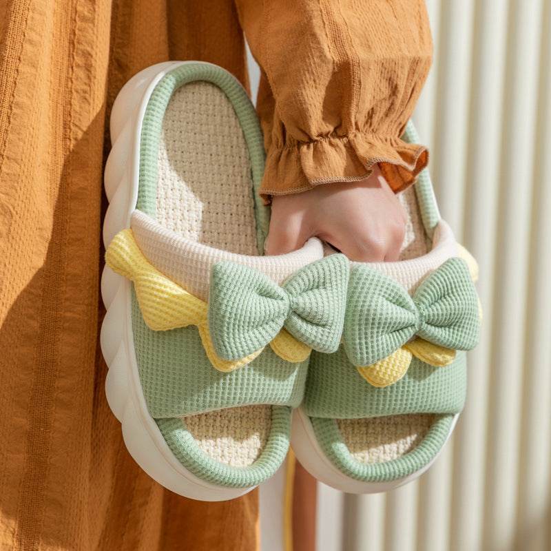 Cloud Kissed Bow Slippers - Soft Plush House Shoes for Women | Cozy Indoor & Lounge Wear for Relaxing at Home
