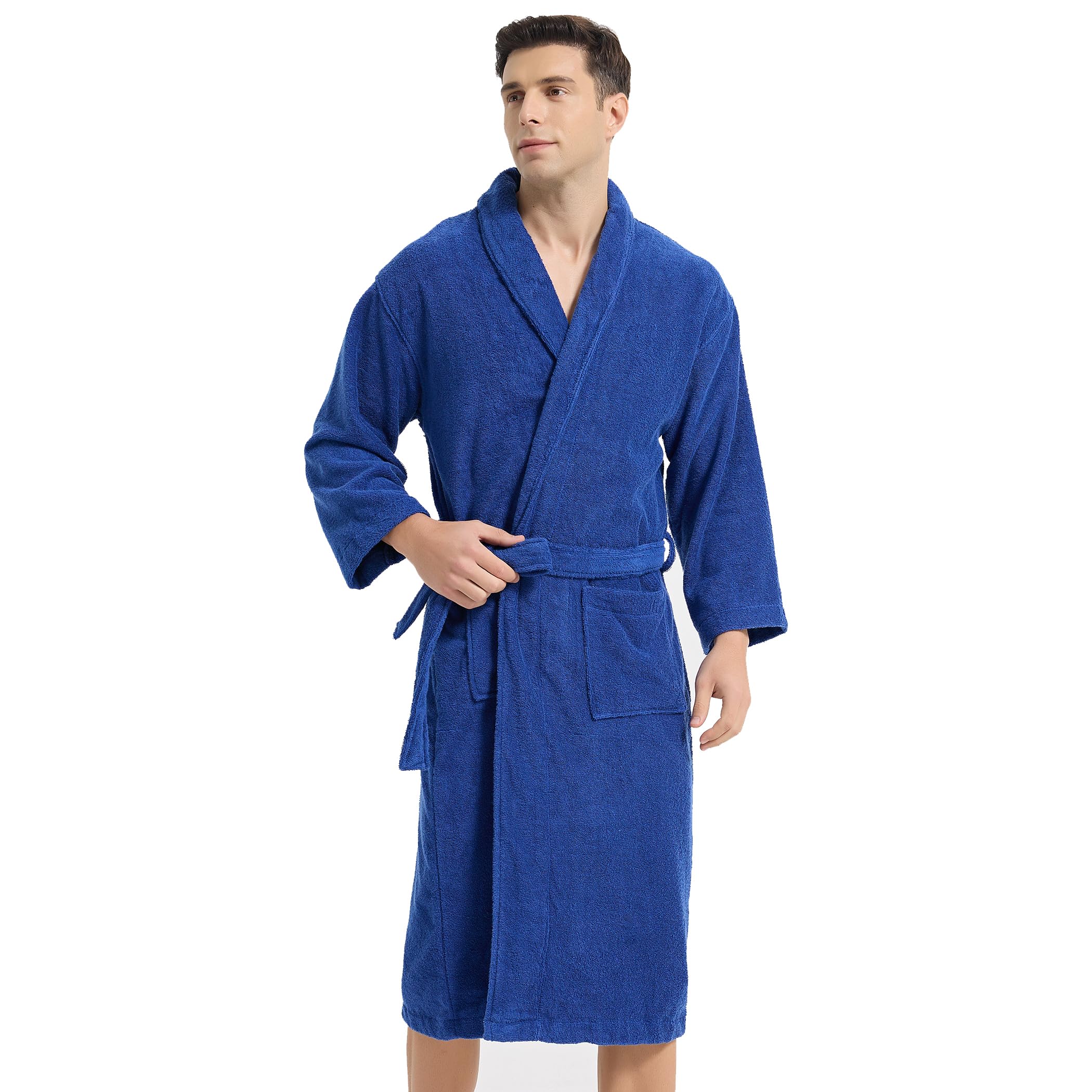 Luxury Cotton Terry Cloth Bathrobe for Men & Women - Thick Plush Hotel Style Robe - Unisex Long Sleeve Classic Towel Robe - Perfect for Spa, Home Relaxation & Gift Giving