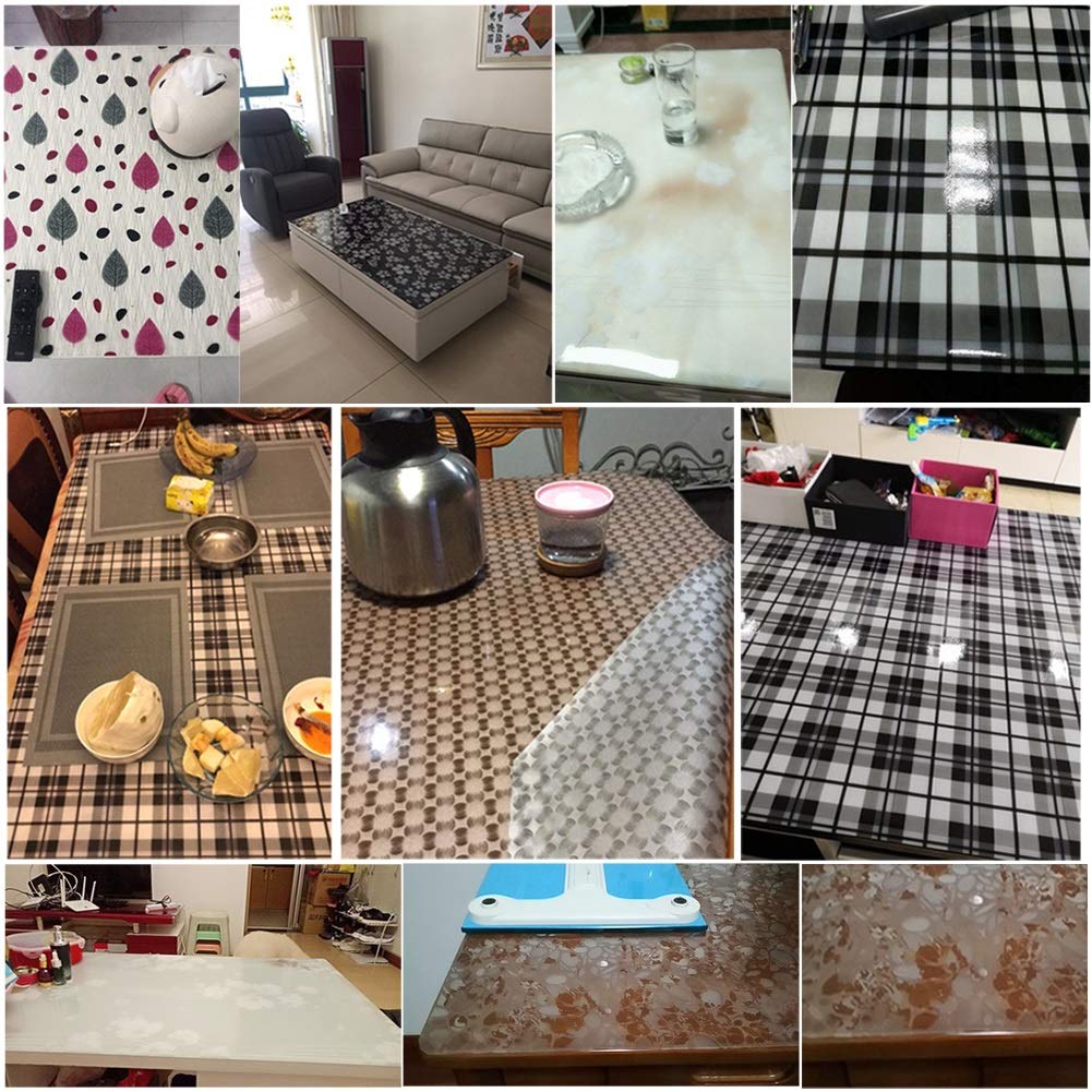 Premium PVC Tablecloth - Waterproof, Oilproof & Heat-Resistant Dining Table Protector - 90x160cm Soft Table Mat for Kitchen, Dining Room, Tea Table - 1mm Thick ALGFree (Color B) - Perfect for Family Meals, Parties & Daily Use