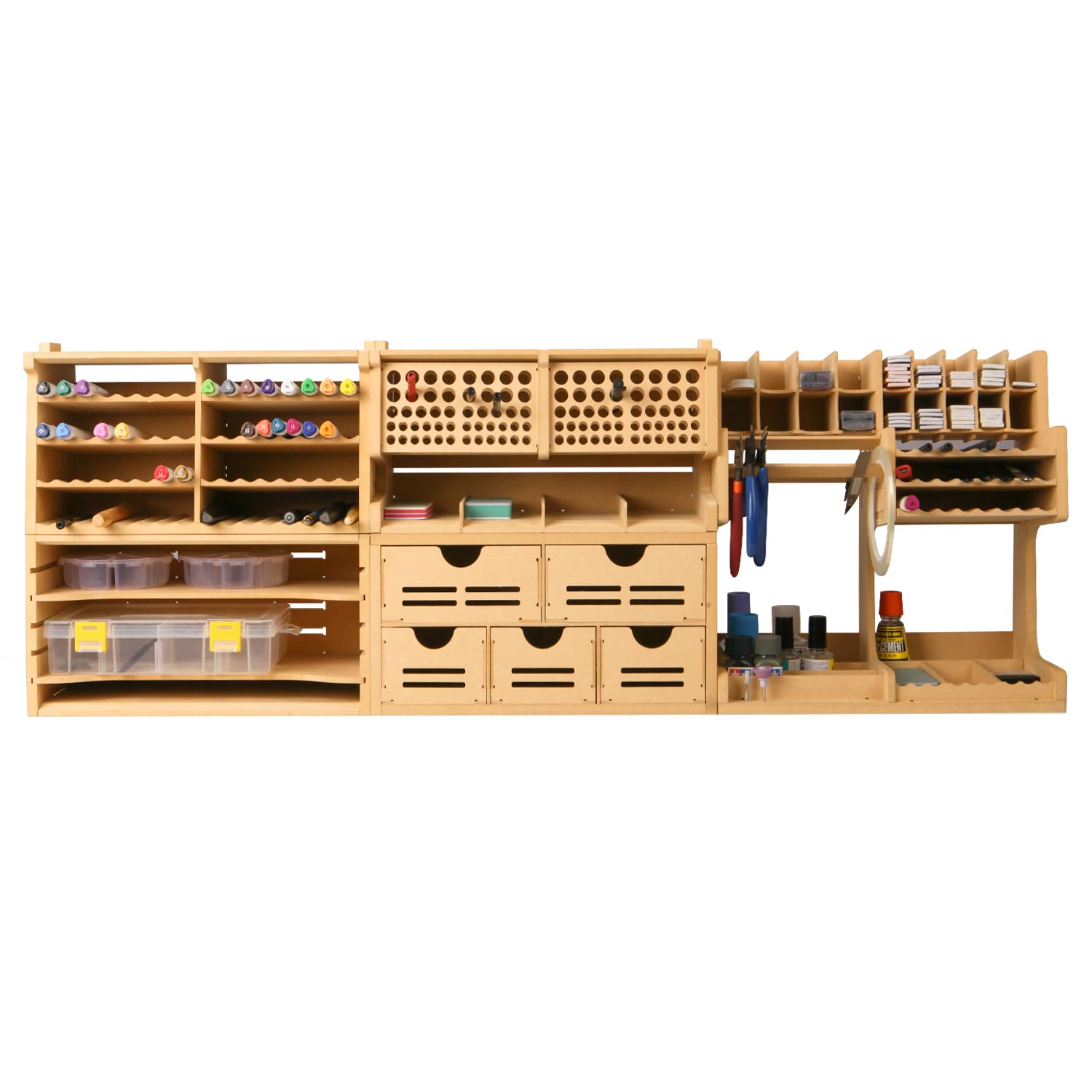 Plastic Model Tool Organizer - MDF Workbench for Tamiya & Gundam Tools | Holds Pliers, Tweezers, Brushes & Screwdrivers | Perfect for Model Building, DIY Crafts & Hobby Workspaces
