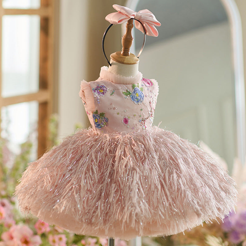 Elegant Girls Ball Gown Flower Girl Dress with Tassel - Toddler Beauty Pageant Princess Dress for Weddings, Birthday Parties & Special Occasions