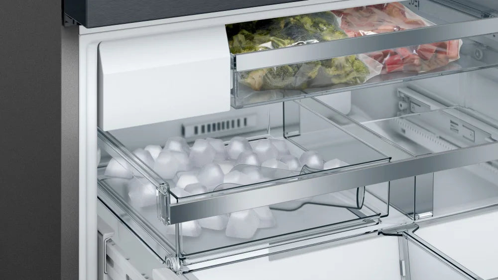 Bosch 36 Inch Smart Refrigerator with Ice Maker - Black Stainless Steel B36CT80SNB | Energy Efficient French Door Fridge for Modern Kitchen & Large Family Use