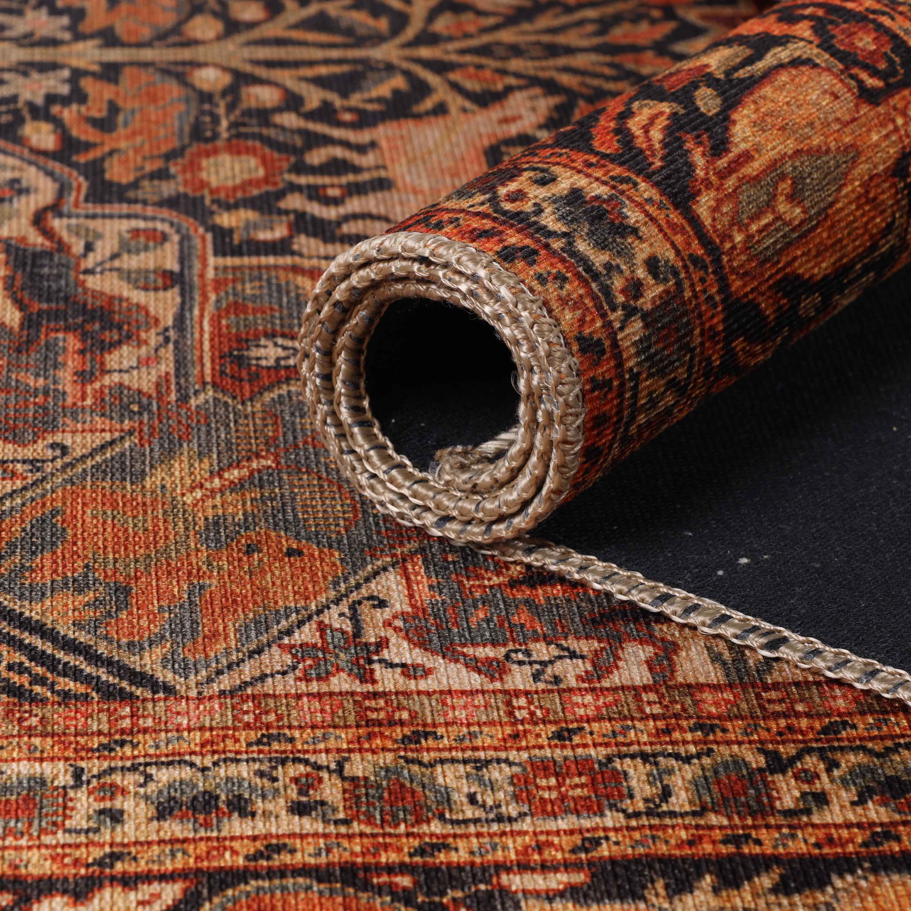 Bohemian Oriental Medallion Wildlife Indoor Area Rug or Runner - Non-Slip, Soft & Durable - Perfect for Living Room, Bedroom, or Hallway Decor