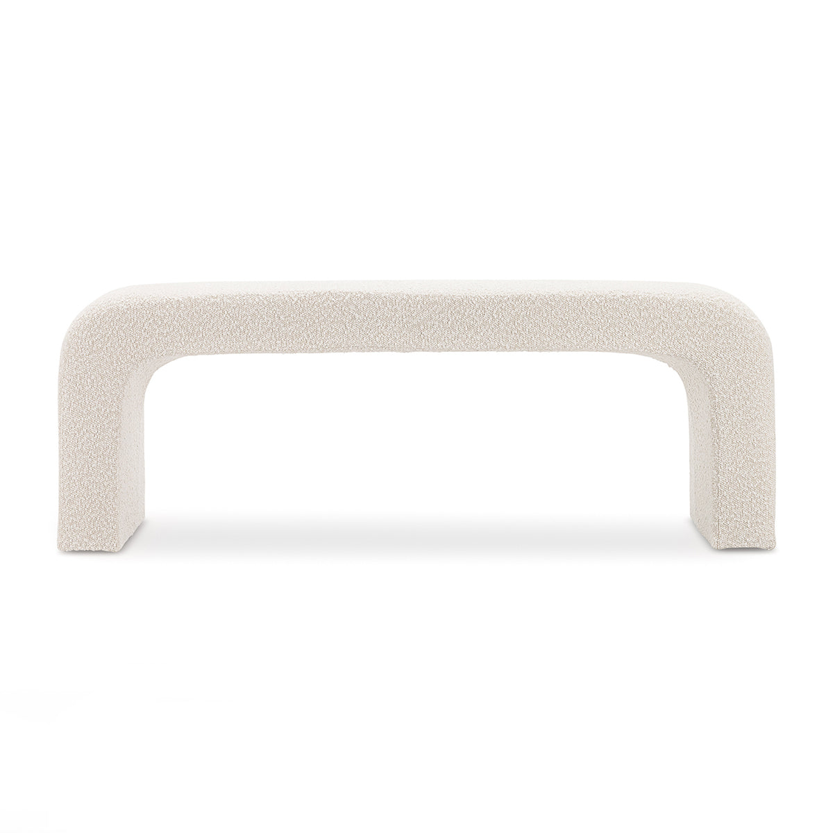 Camille Boucle Arch Bench - Modern Upholstered Accent Bench with Curved Design for Living Room, Bedroom, or Entryway
