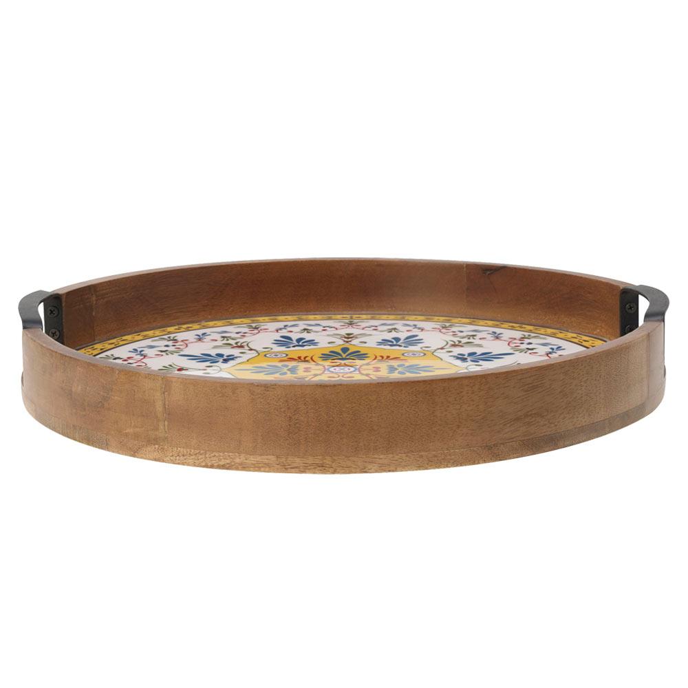 Elegant Tile Design Lazy Susan Turntable - 12 Inch Round Rotating Serving Tray for Dining Table, Kitchen Counter, and Party Buffet | Perfect for Spices, Condiments, and Food Display