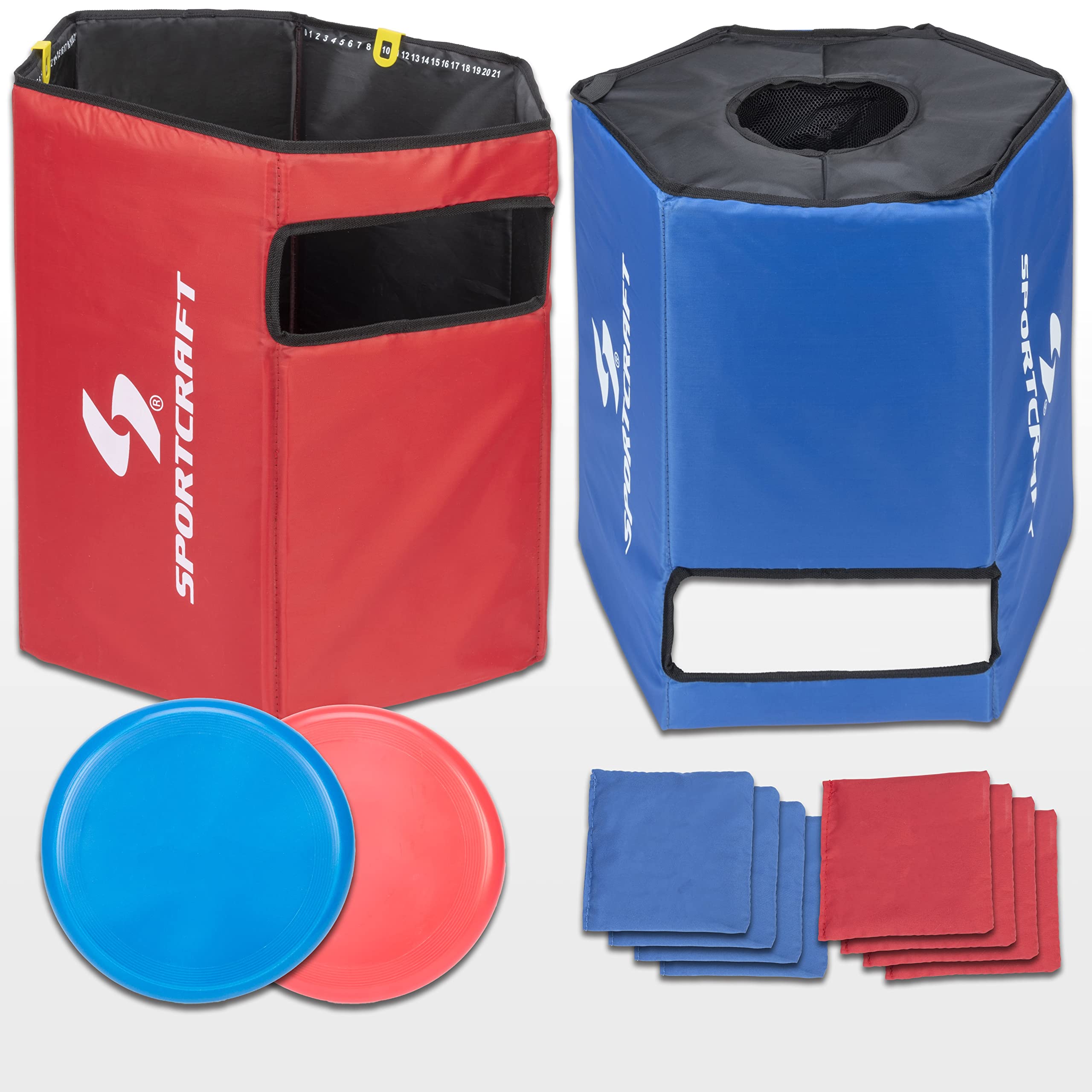 **Sportcraft 2-in-1 Folding Disc Slam & Bean Bag Toss Game Set - Red & Blue - Outdoor Backyard Party Games for Kids & Adults - Perfect for Picnics, BBQs, and Tailgating**