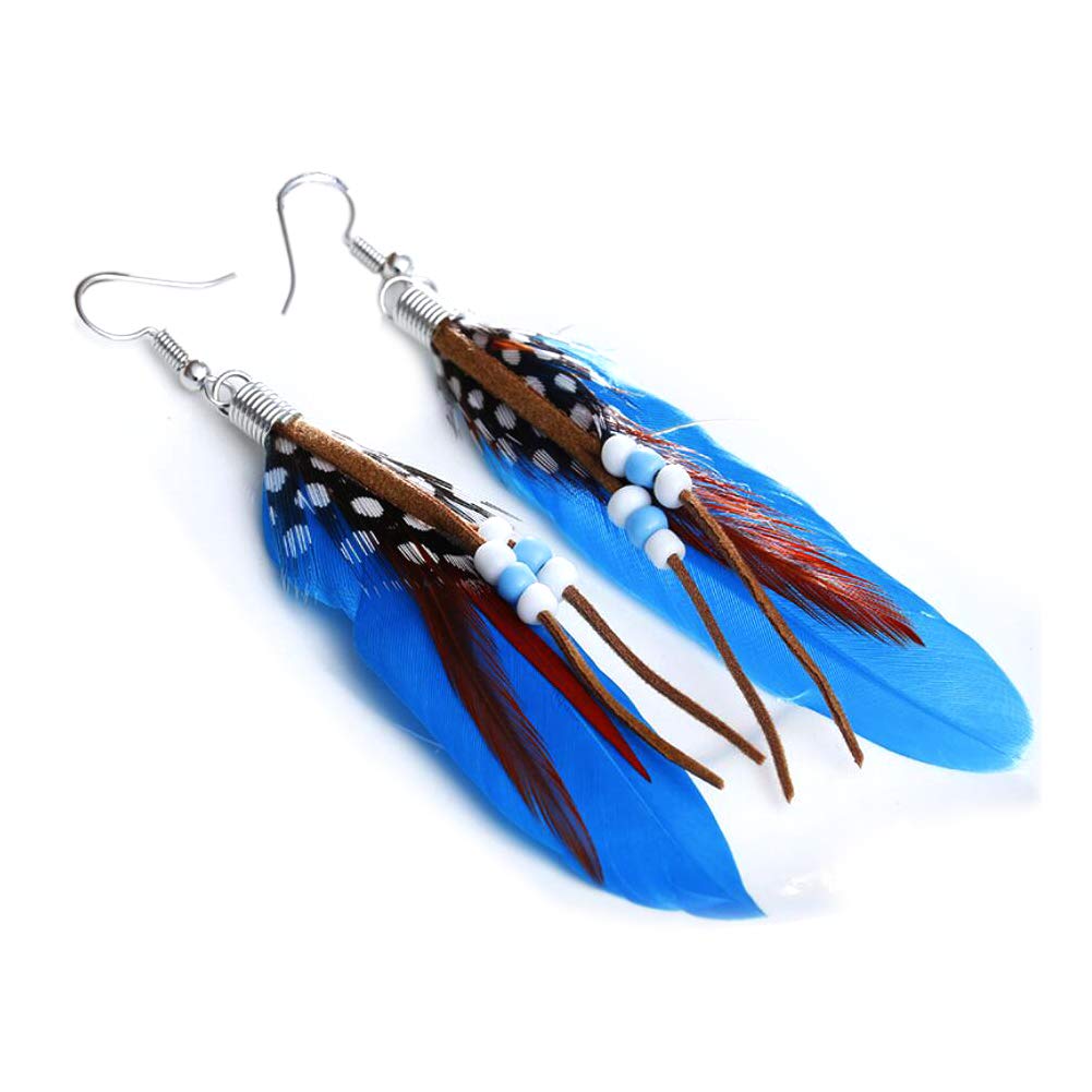 Handmade Goose Feather Boho Dangle Earrings - Super Lightweight Women's Jewelry for Valentine's Day & Mother's Day Gifts | Perfect for Boho Chic Outfits, Festivals, and Special Occasions