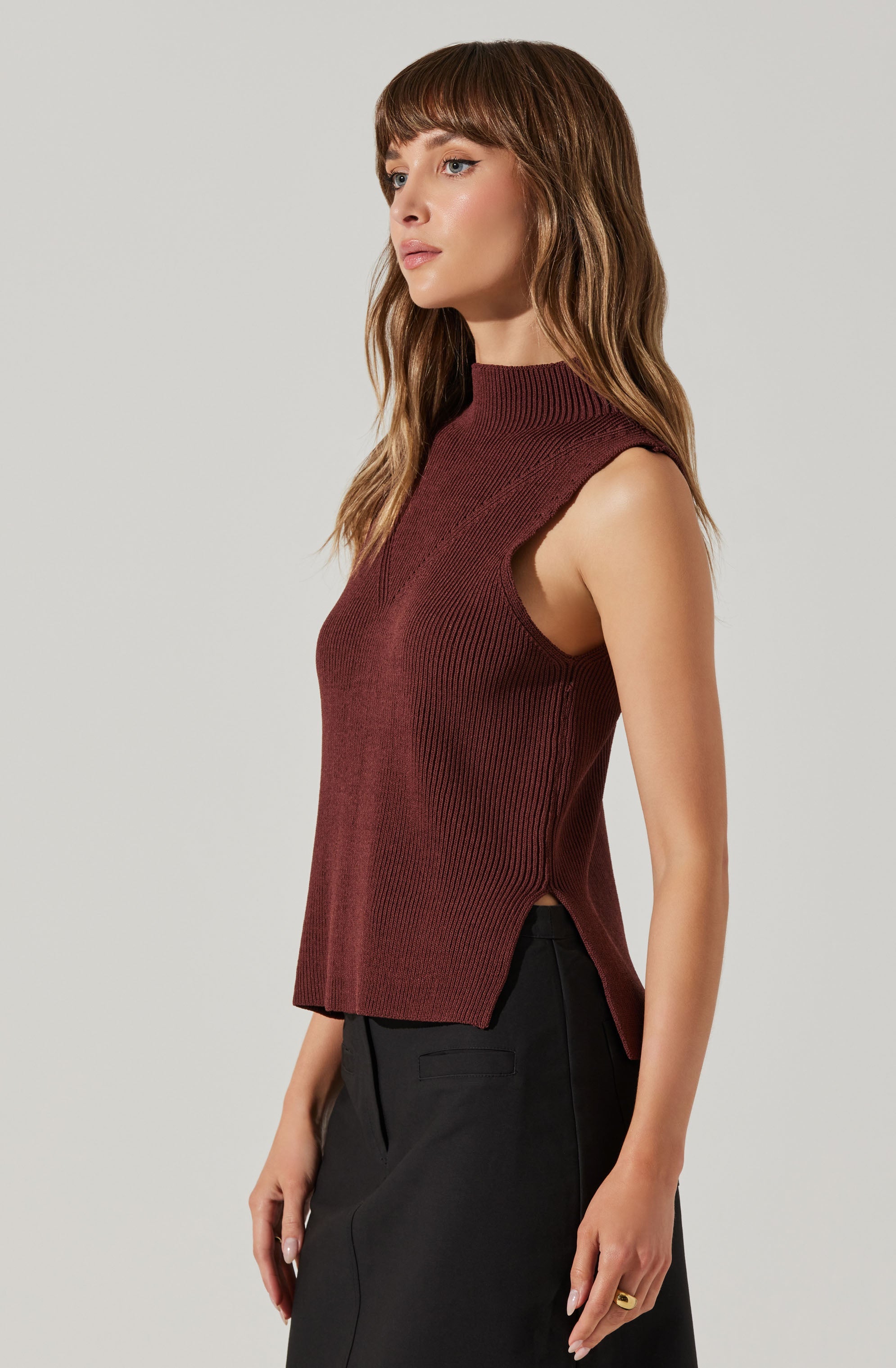 Zea Mock Neck Sleeveless Sweater for Women - Soft Knit Pullover Top for Fall & Winter - Perfect for Layering, Office Wear, and Casual Outfits