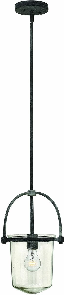 10W Clancy 1-Light Aged Zinc Chandelier - Vintage Style Ceiling Light Fixture for Dining Room, Bedroom, or Living Room Decor