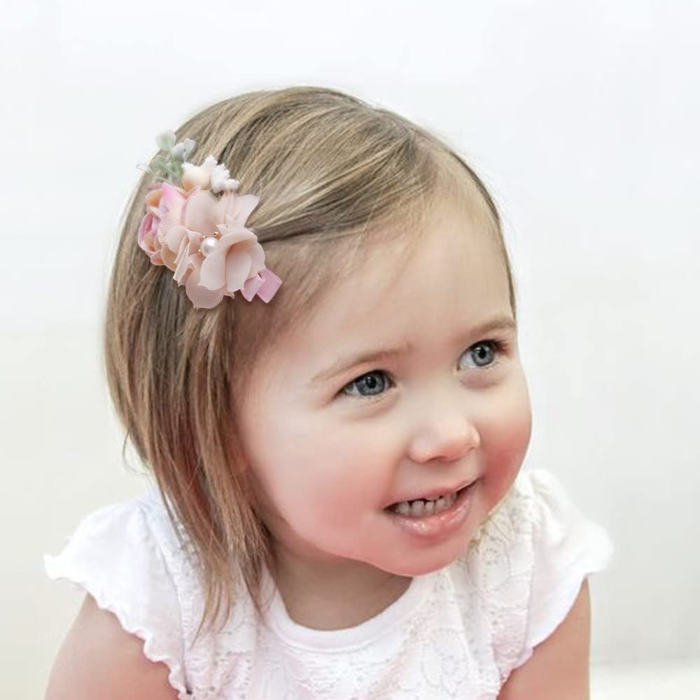 6Pcs Floral Hair Clips Set for Girls - Cute Flower Hair Bows for Baby, Toddler & Teen - Perfect Gift for Birthdays & Parties (Flower Style-G) - Great for School, Weddings & Everyday Styling