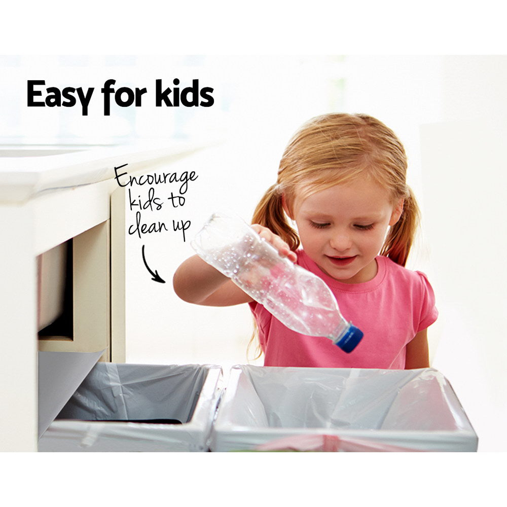 Cefito 2x20L Pull Out Trash Can - Dual Compartment Kitchen Waste Bin with Soft Close, Grey - Perfect for Under Sink, Pantry & Bathroom Organization