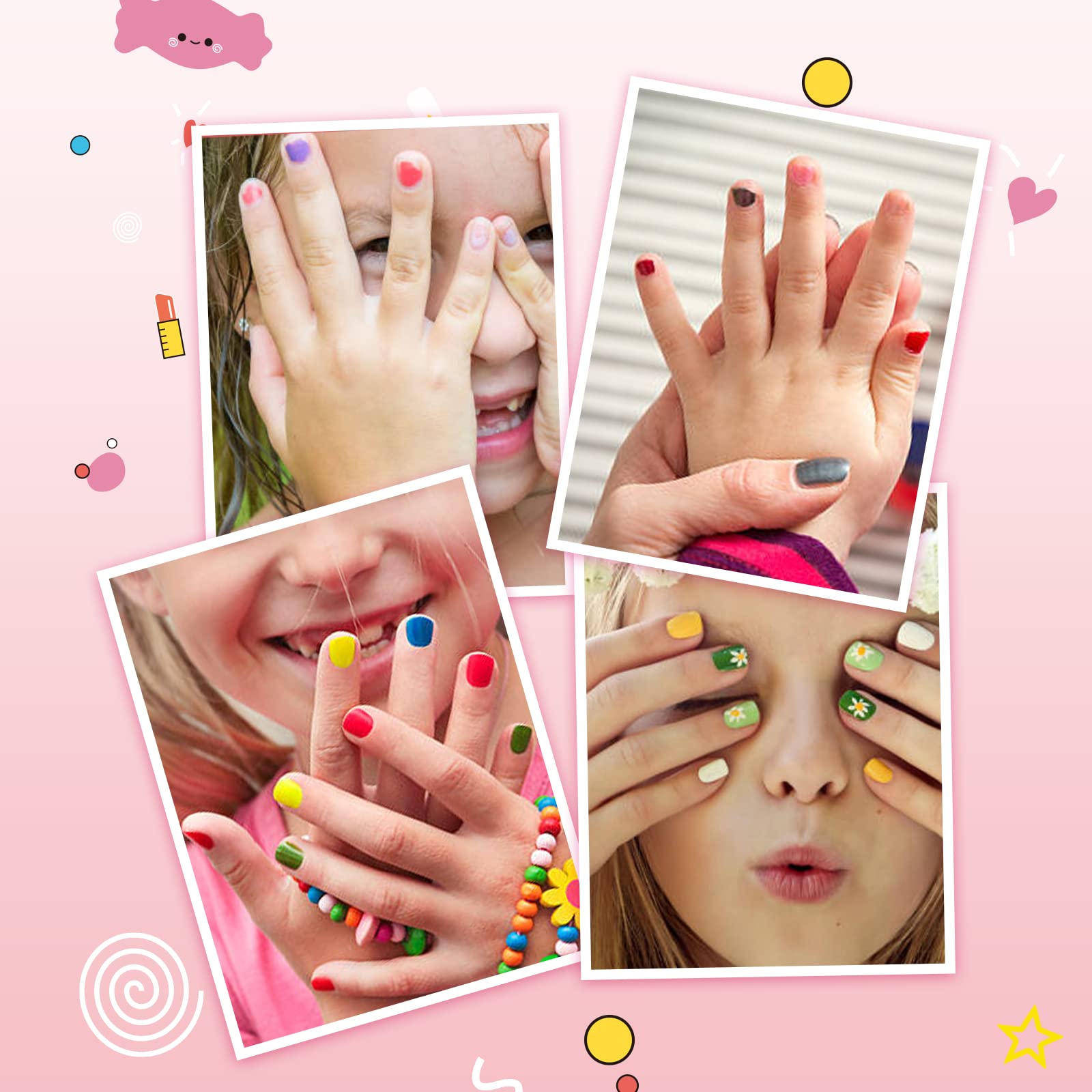 TOMICCA Kids Non-Toxic Peel Off Nail Polish Set - 18 Pcs Water-Based Safe Quick Dry Nail Paint Kit with Nail Separator Stickers | Perfect Birthday Gift for Girls Ages 3+ | Fun for Parties, Playdates & Creative Play