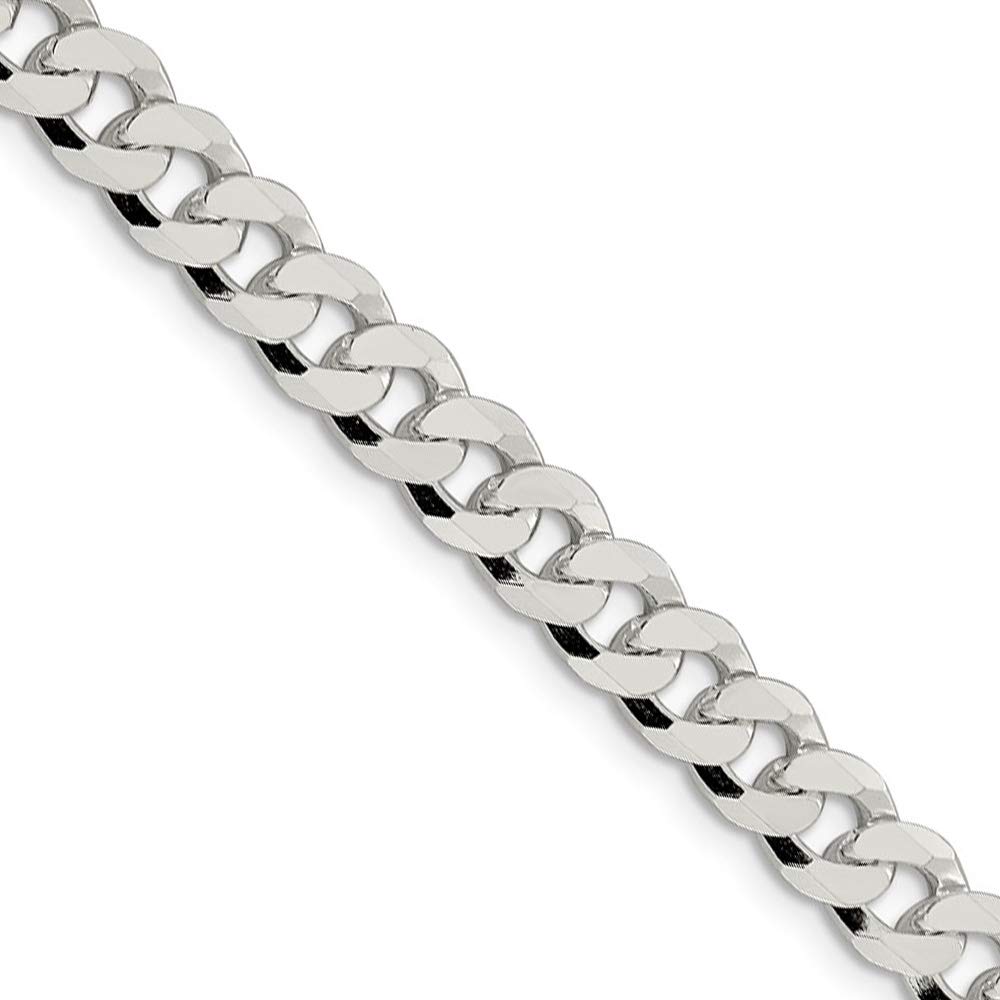 Men's 7mm Sterling Silver Curb Chain Necklace - Black Bow Jewelry for Gifts & Daily Wear