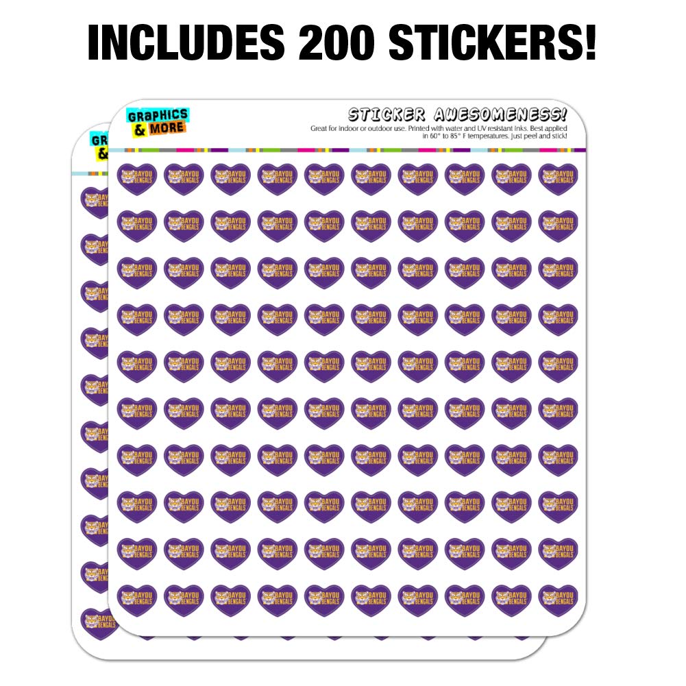 Bayou Bengals Fierce Tiger Heart Shaped Planner Stickers - Scrapbook & Calendar Decorative Stickers for Bullet Journals, DIY Crafts, and School Supplies